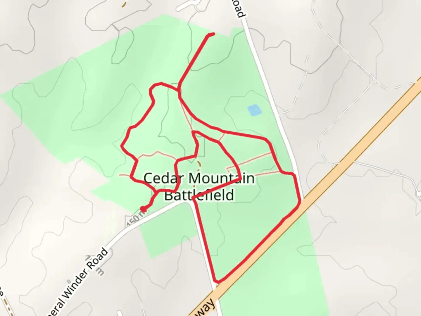 An image depicting the trail Federal Trail and North Carolina Loop Trail and its surrounding area.