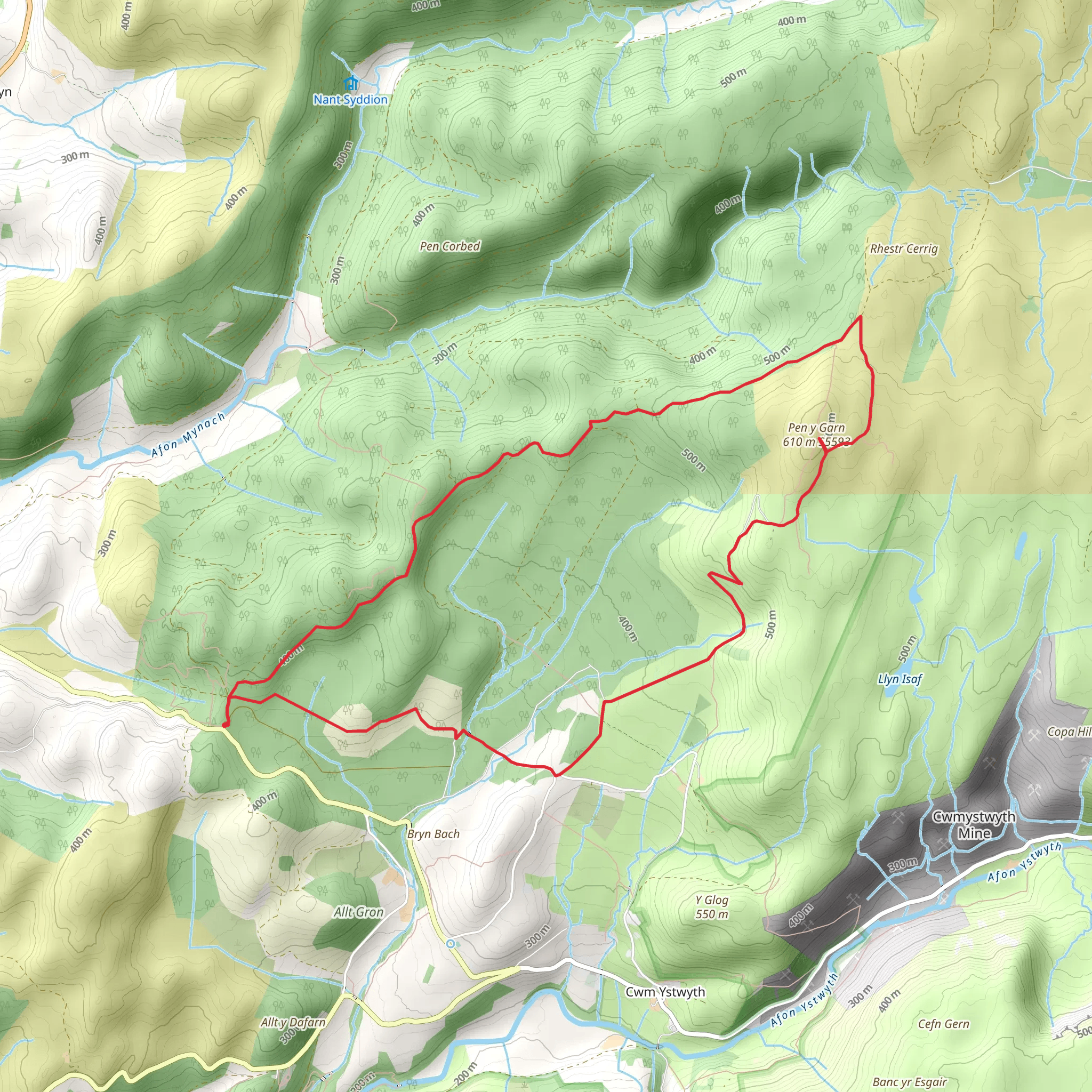 Pen y Garn from The Arch near Devil's Bridge mobile static map