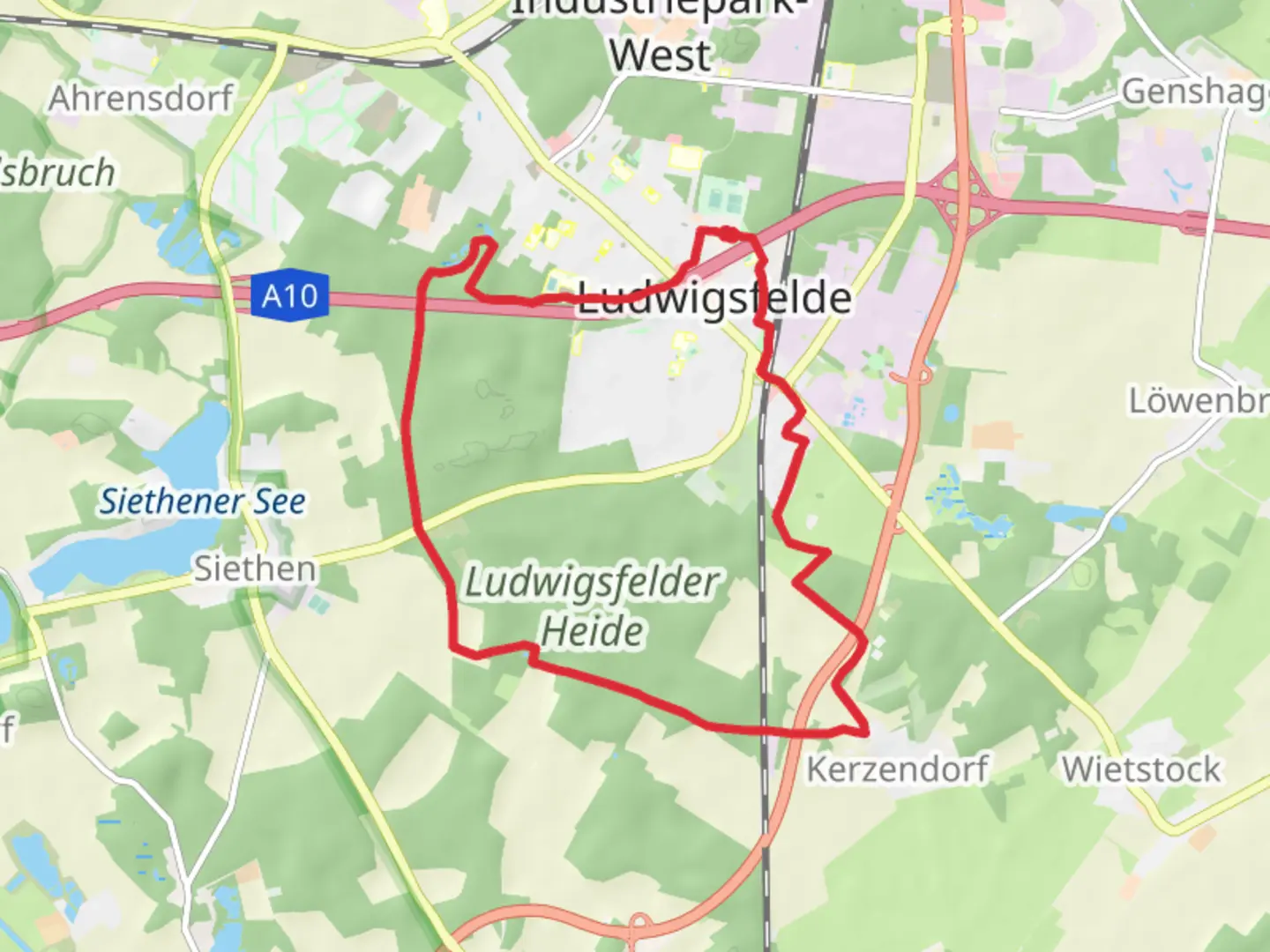 An image depicting the trail Heideweg Loop and its surrounding area.