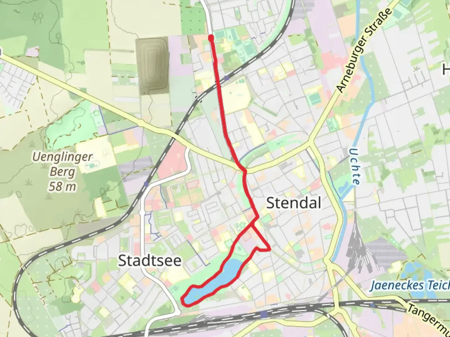 An image depicting the trail Stadtsee Loop and its surrounding area.