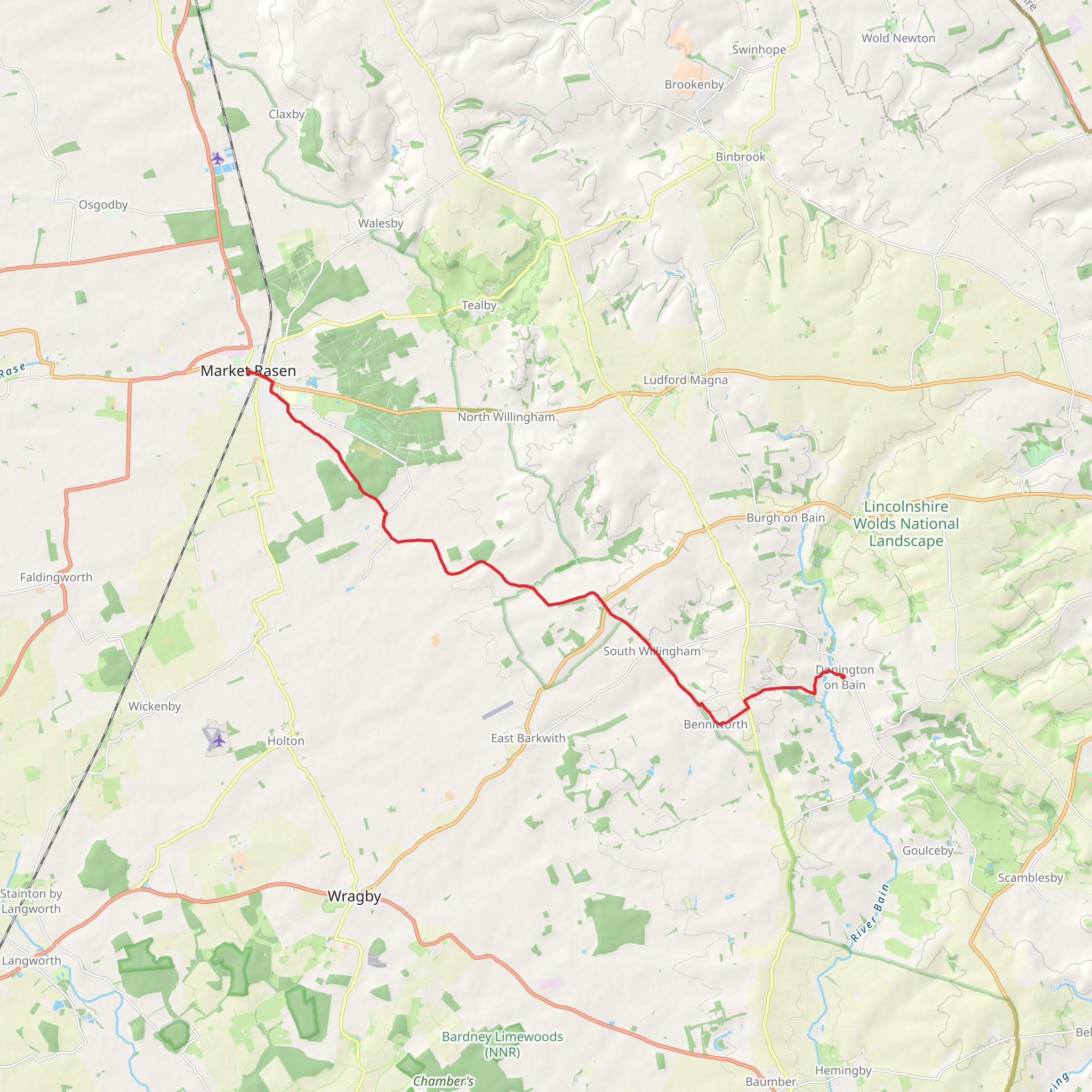 Lindsey Loop - Donington on Bain to Market Rasen Walk mobile static map