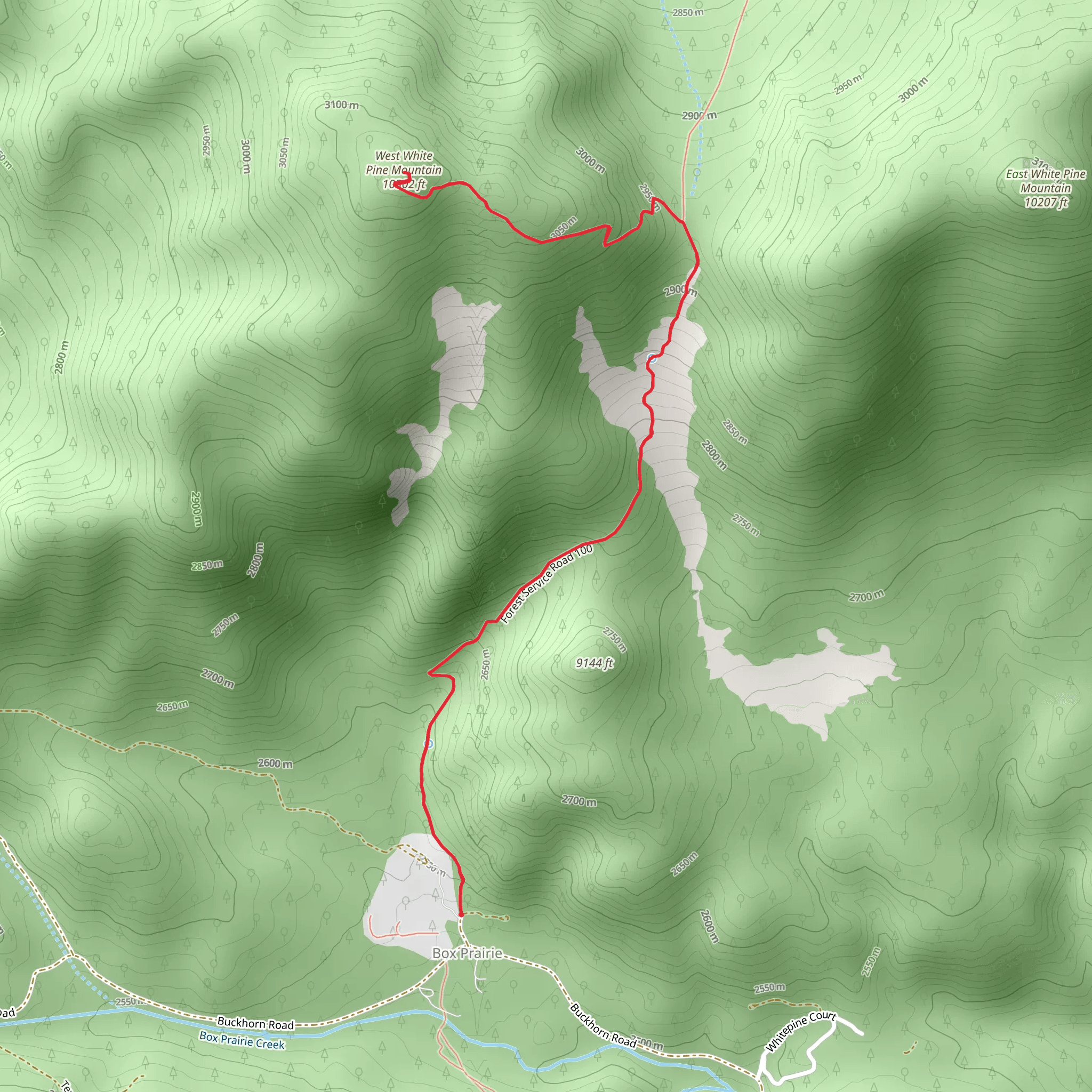 West White Pine Mountain mobile static map