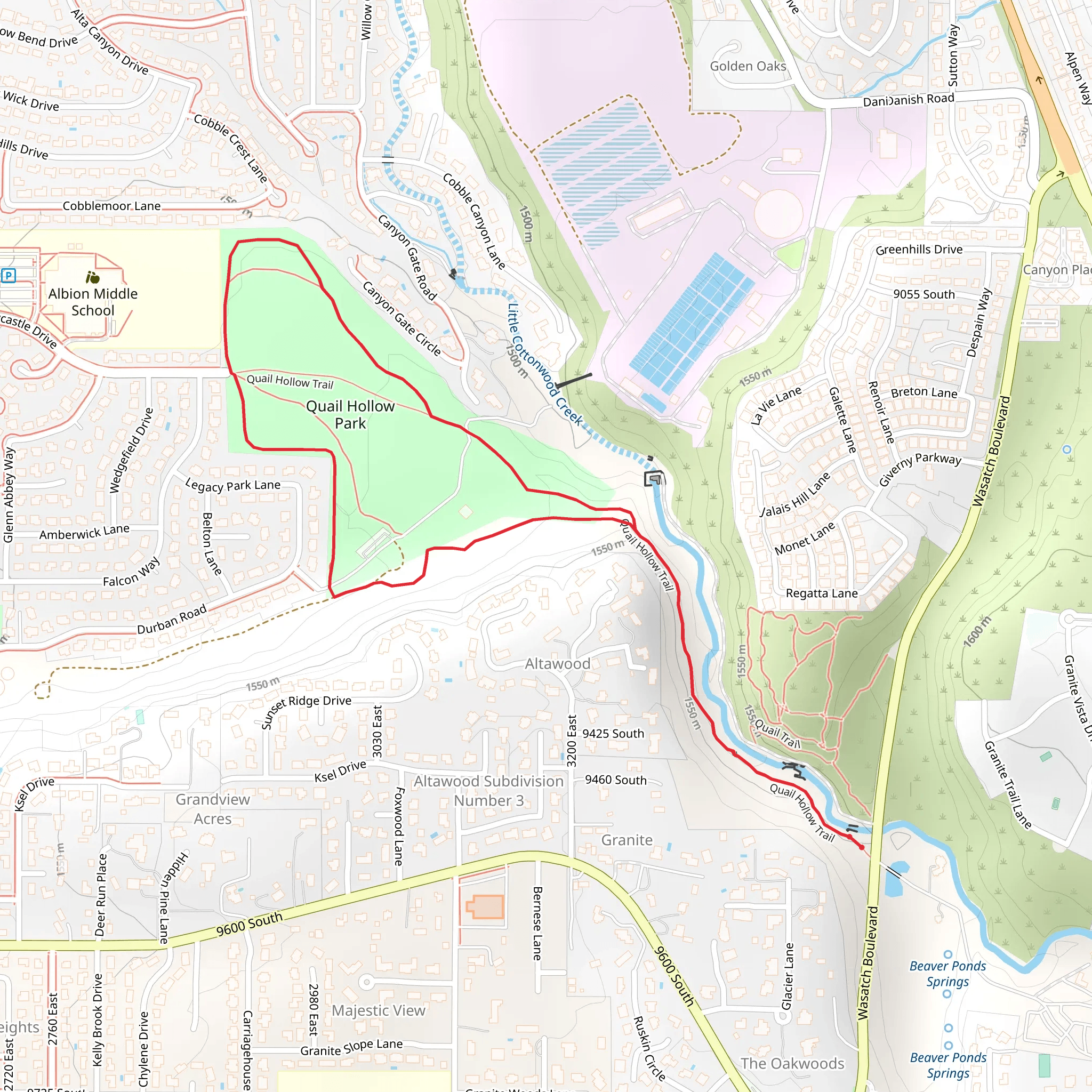 Quail Hollow Park Trail mobile static map