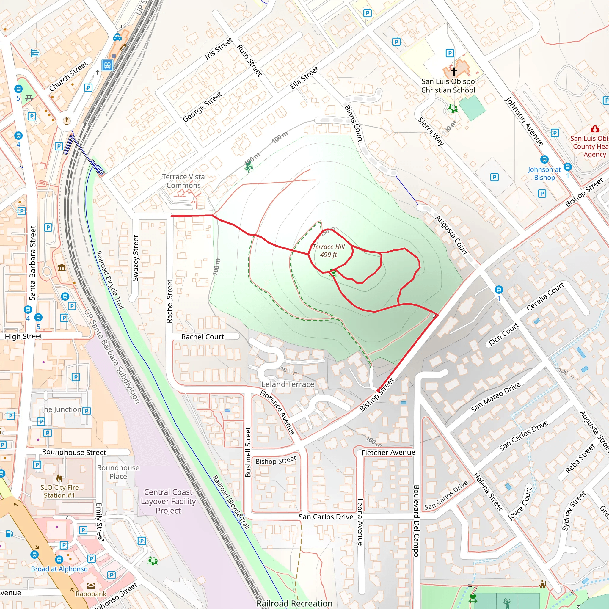 Terrace Hill Loop from Bishop Street mobile static map