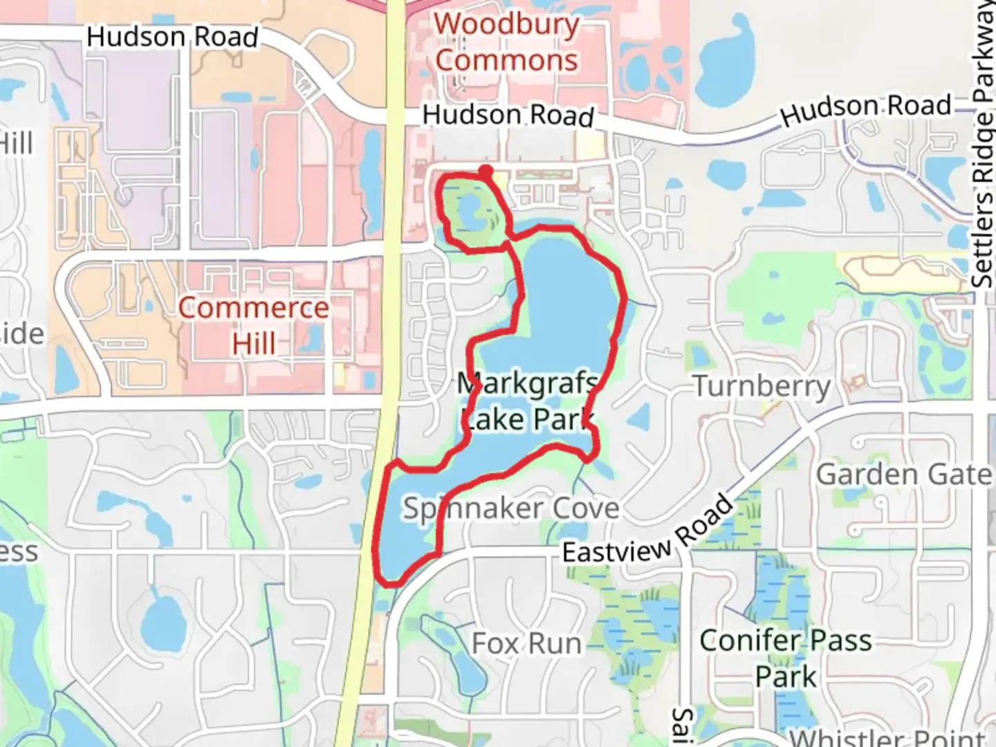 An image depicting the trail Markgrafs Lake Loop and its surrounding area.