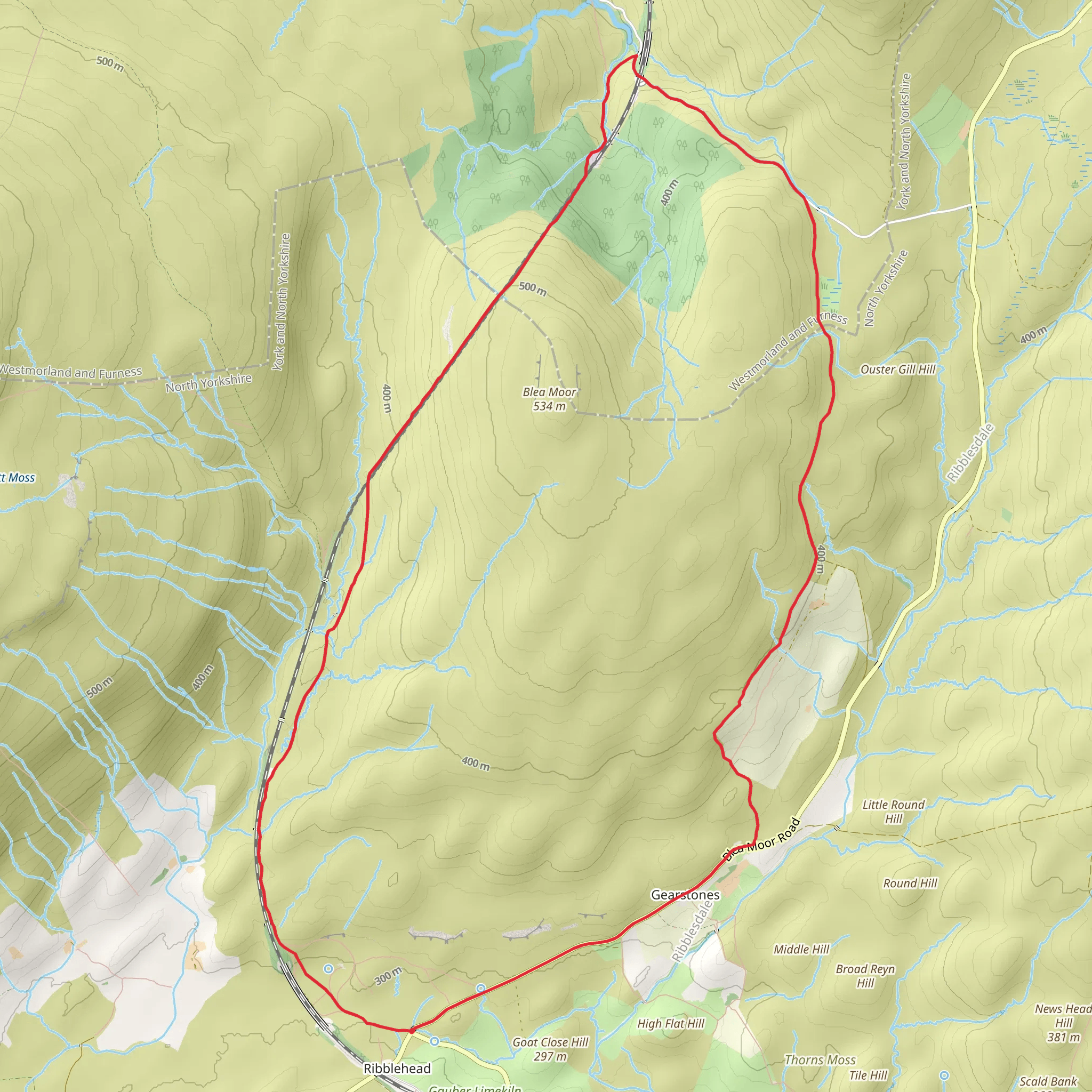Blea Moor and Denthead from Ribblehead mobile static map