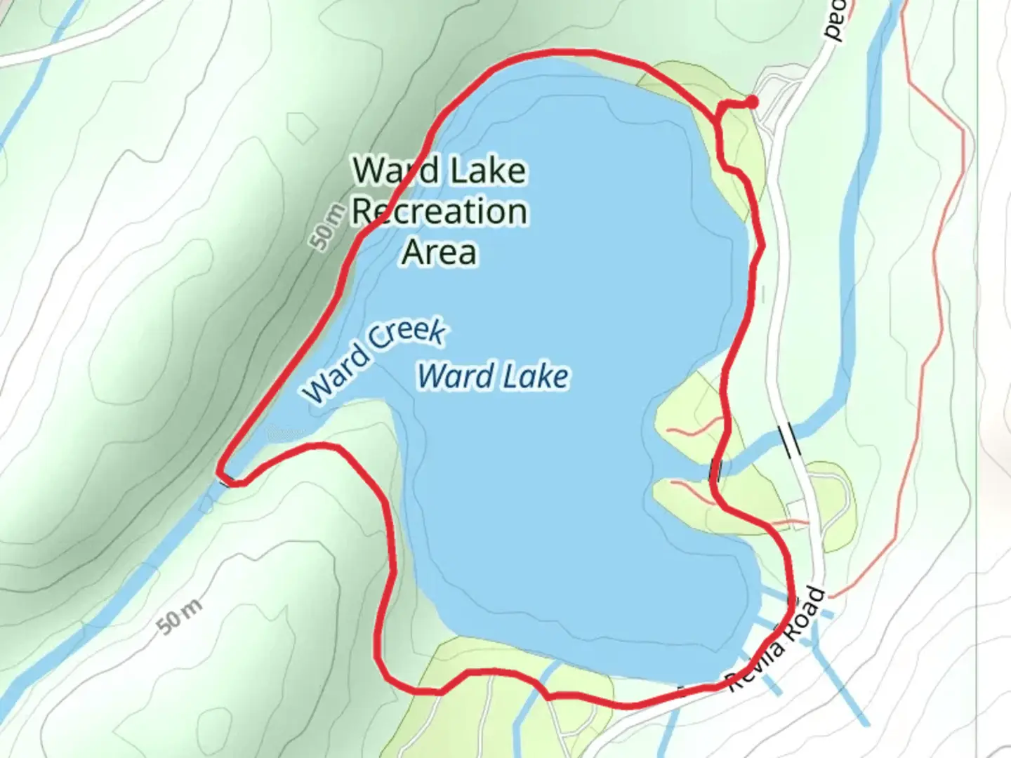 An image depicting the trail Ward Lake Nature Loop Trail and its surrounding area.