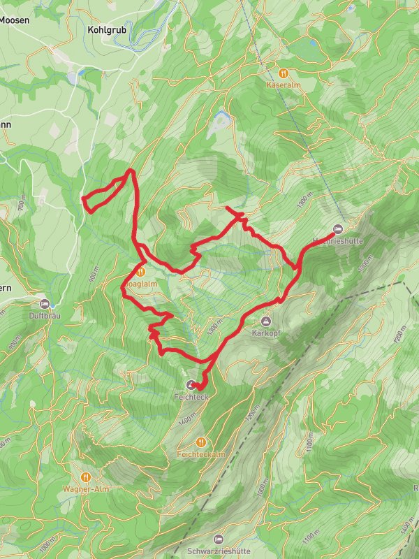 Wimmeralm, Hochrieshütte, Karkopf and Feichteck Loop