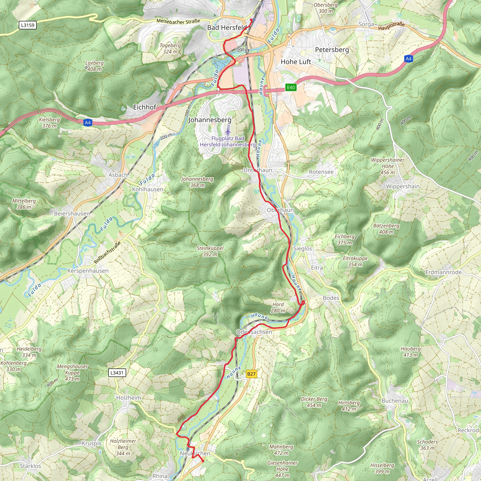 Bad Hersfeld to Neukirchen Walk mobile static map