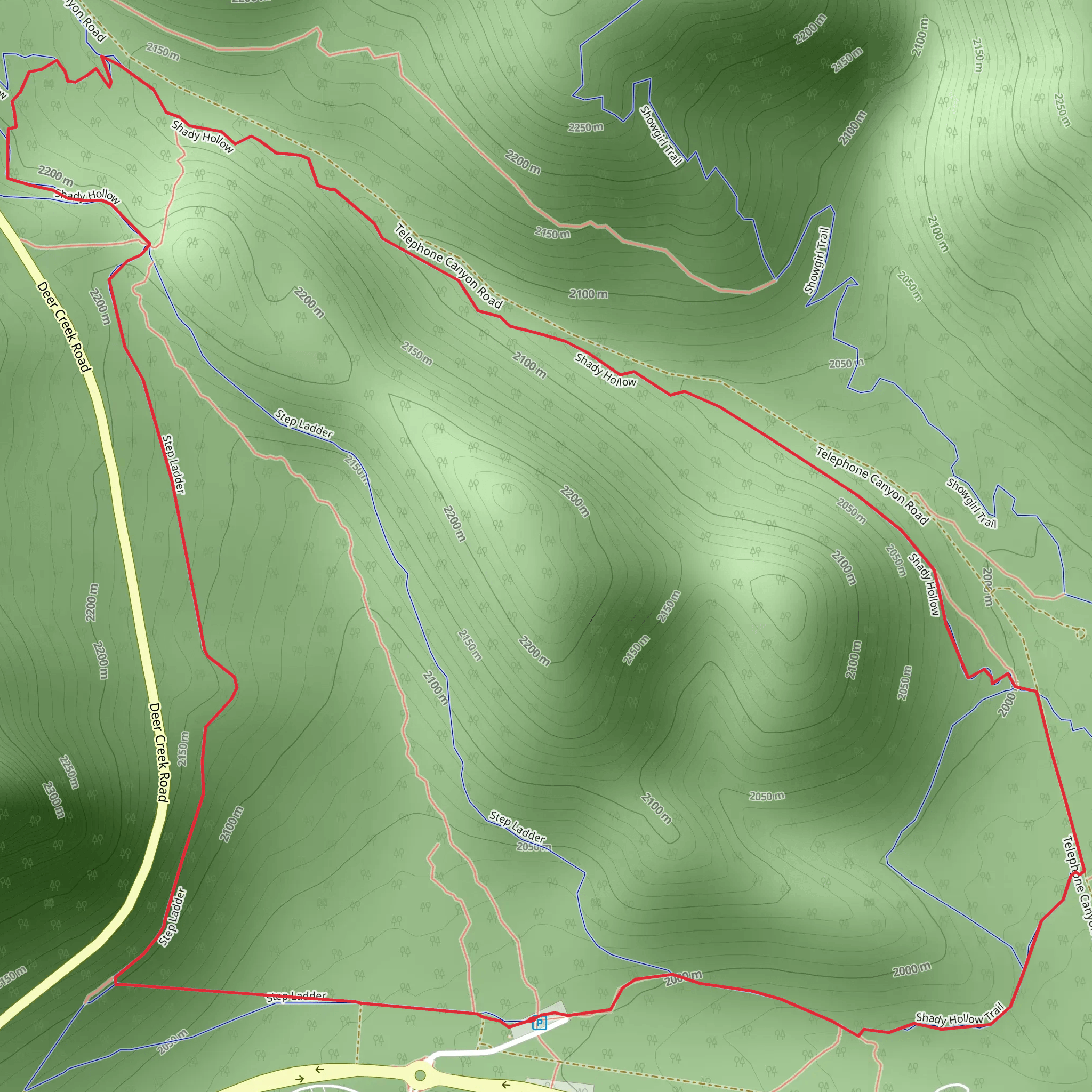 Shady Hollow and Step Ladder Loop mobile static map