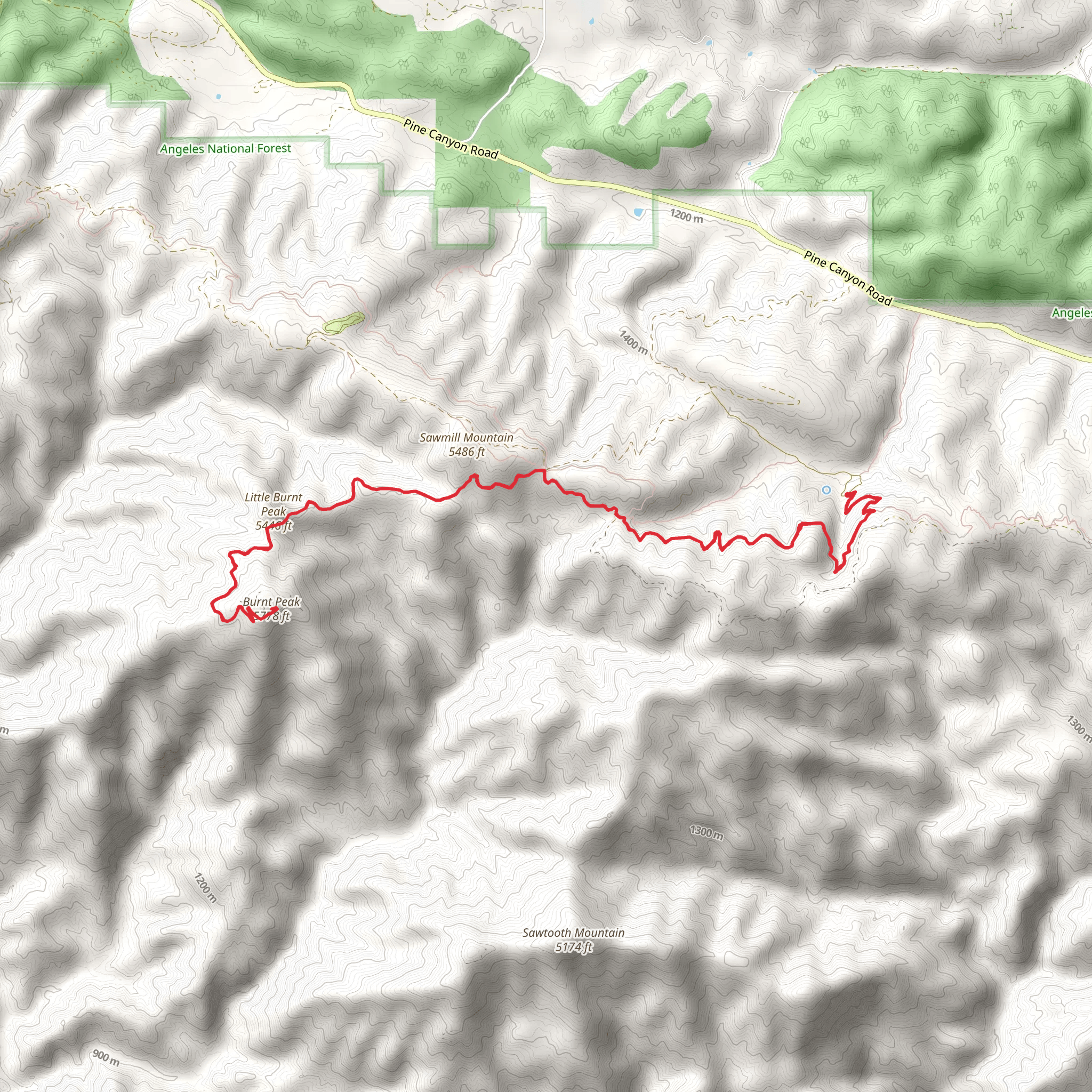 Burnt Peak via Pacific Crest Trail mobile static map