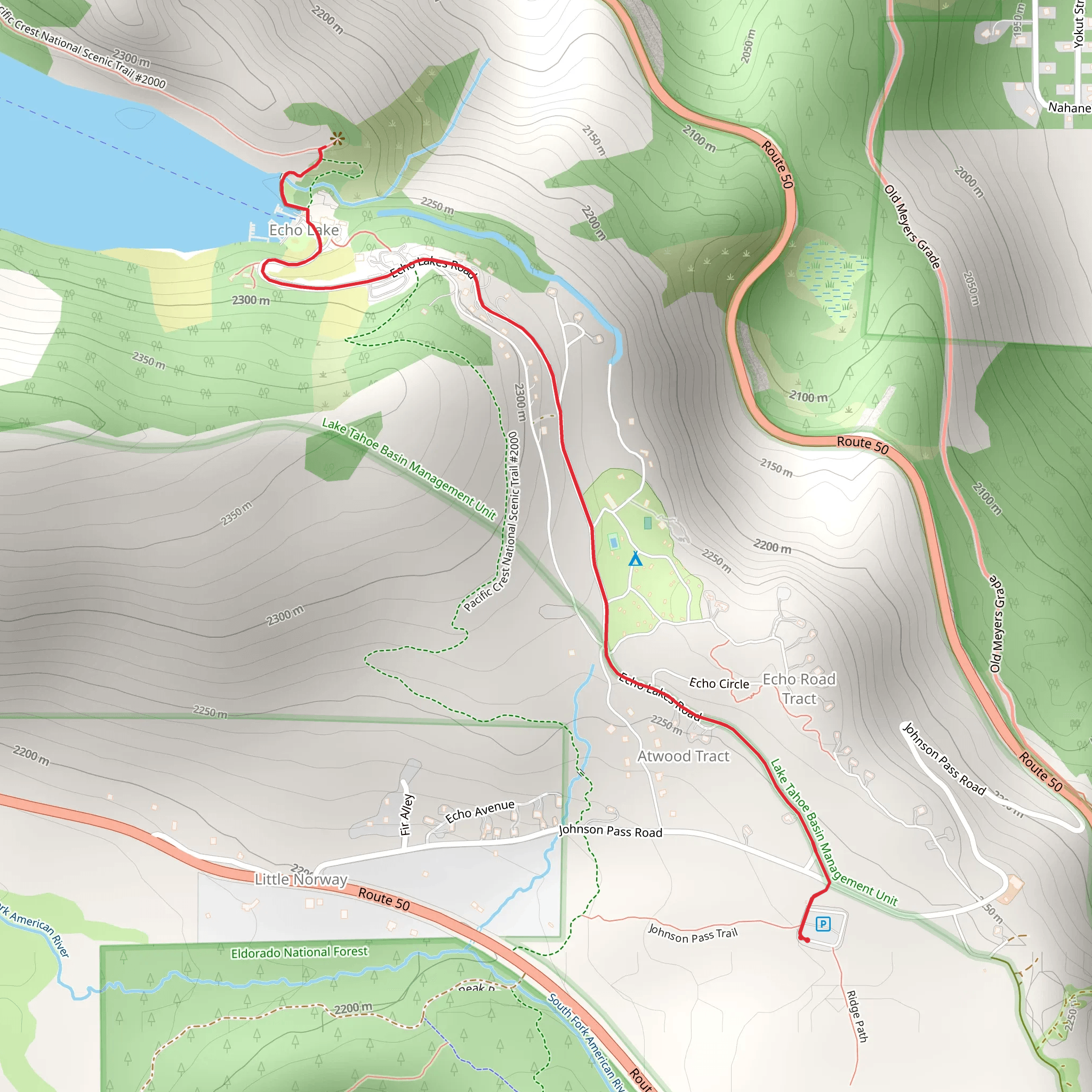 Lower Echo Lake from Johnson Pass mobile static map