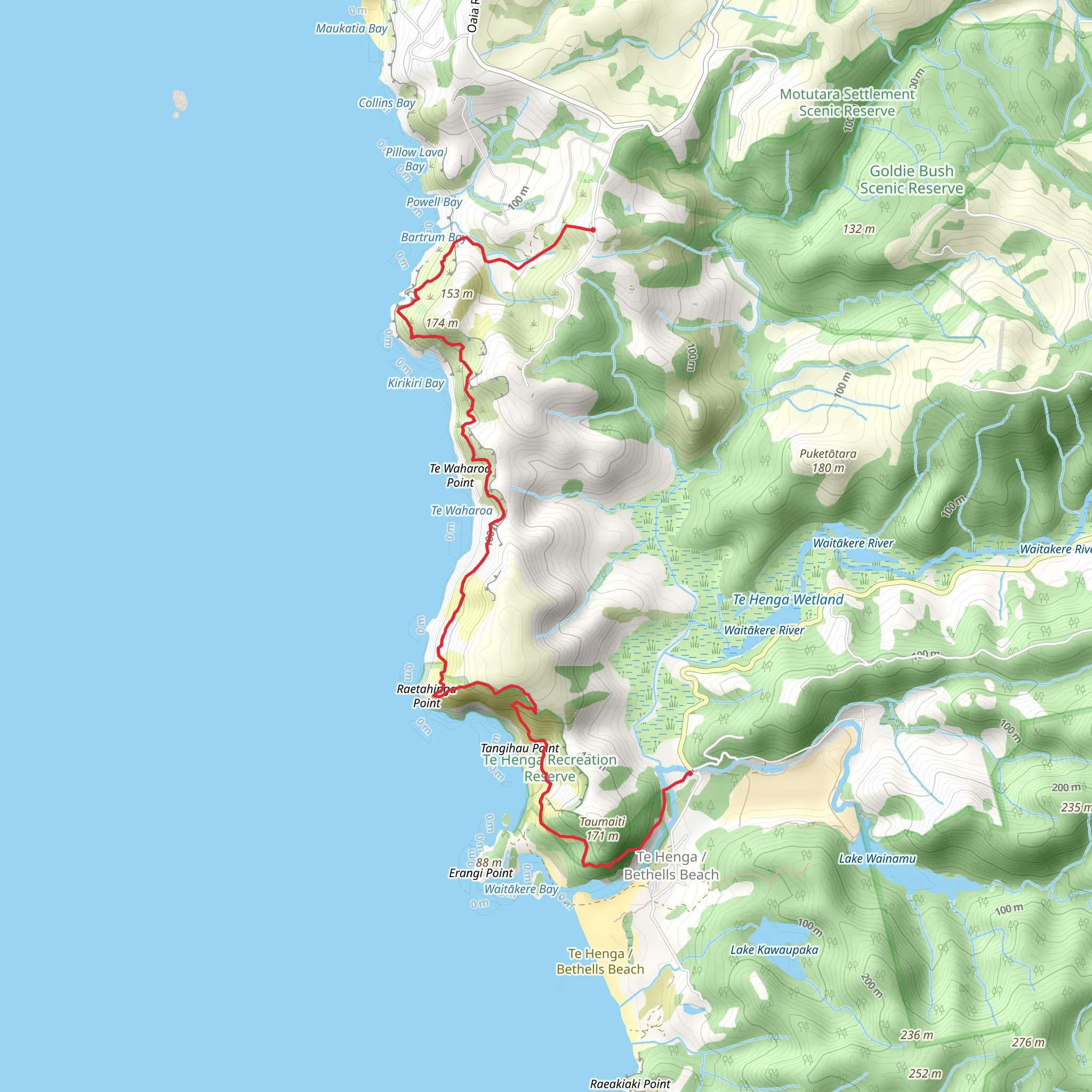 Te Henga Walkway mobile static map