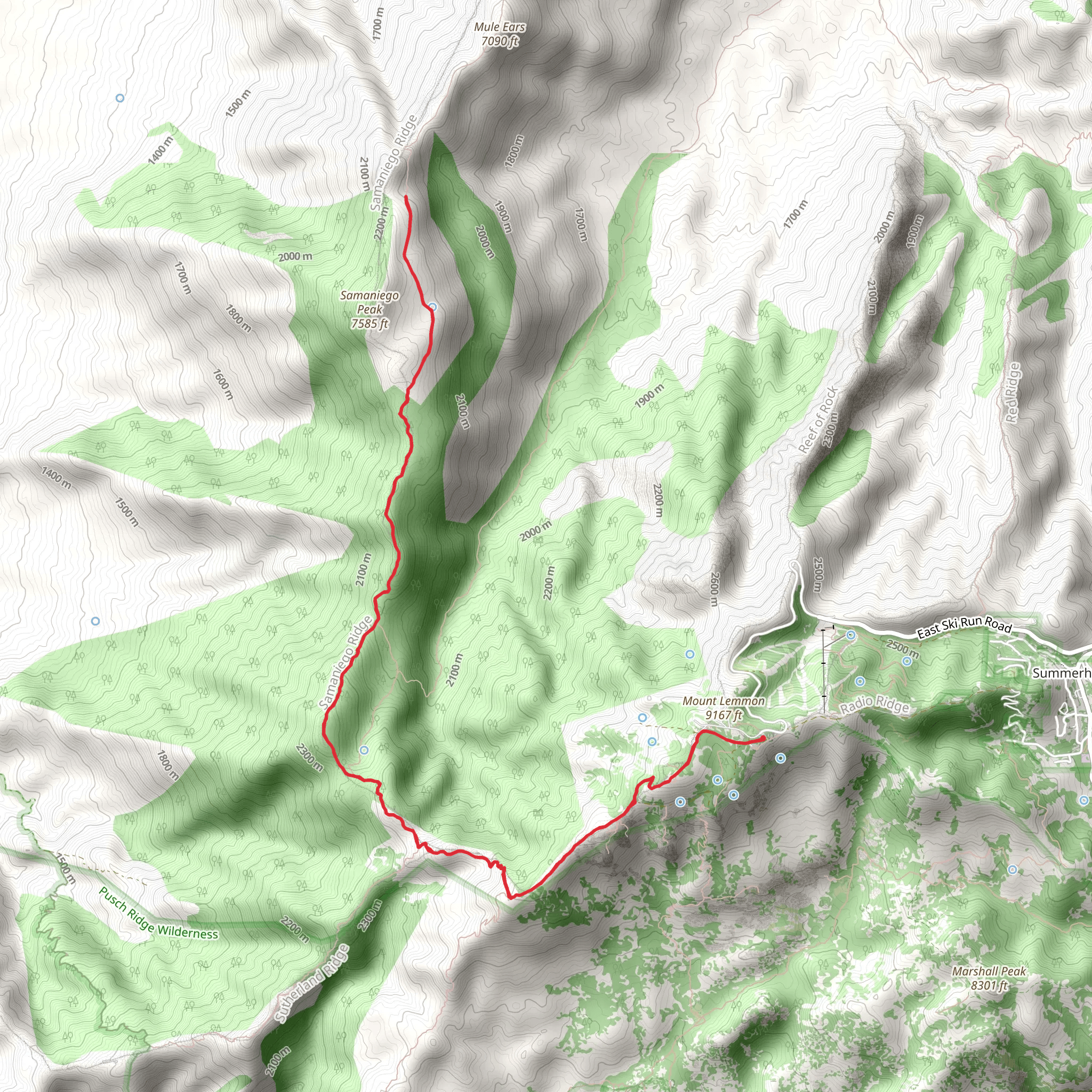Samaniego Ridge from East Ski Run Road mobile static map