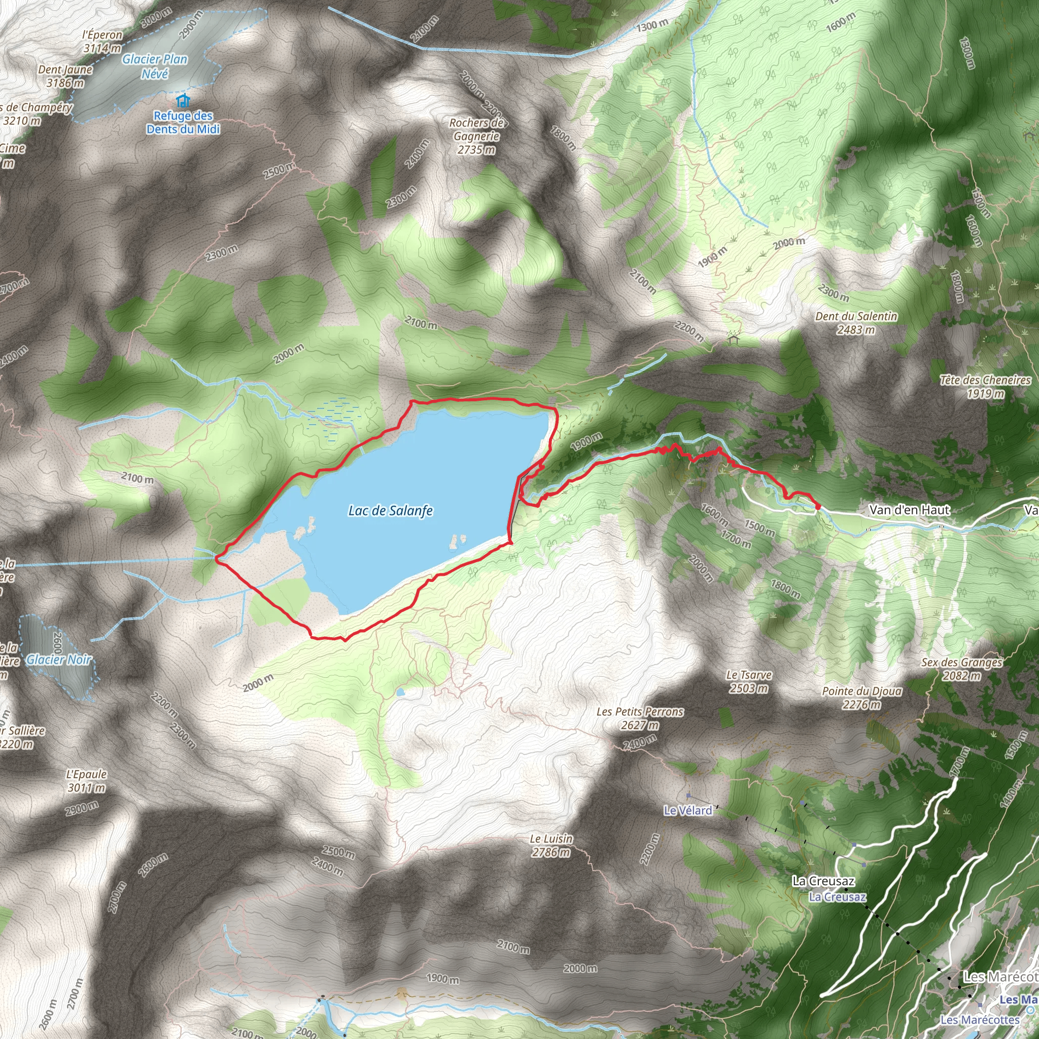 Lac de Salanfe Loop Trail mobile static map