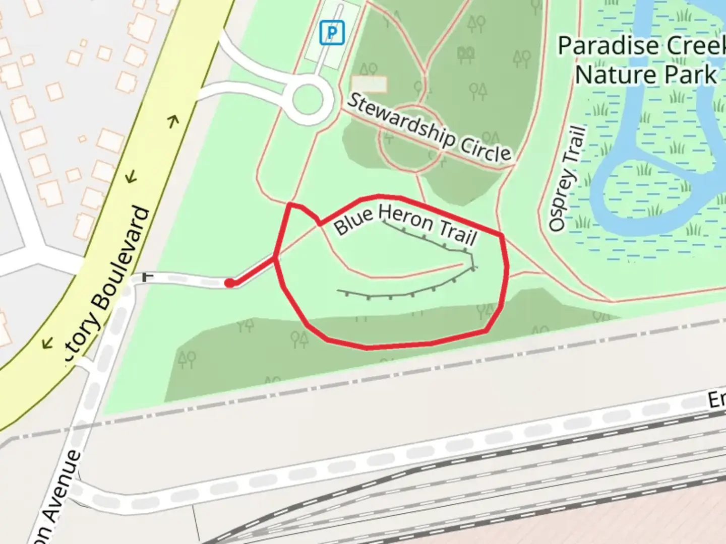 An image depicting the trail Blue Heron Loop Trail and its surrounding area.