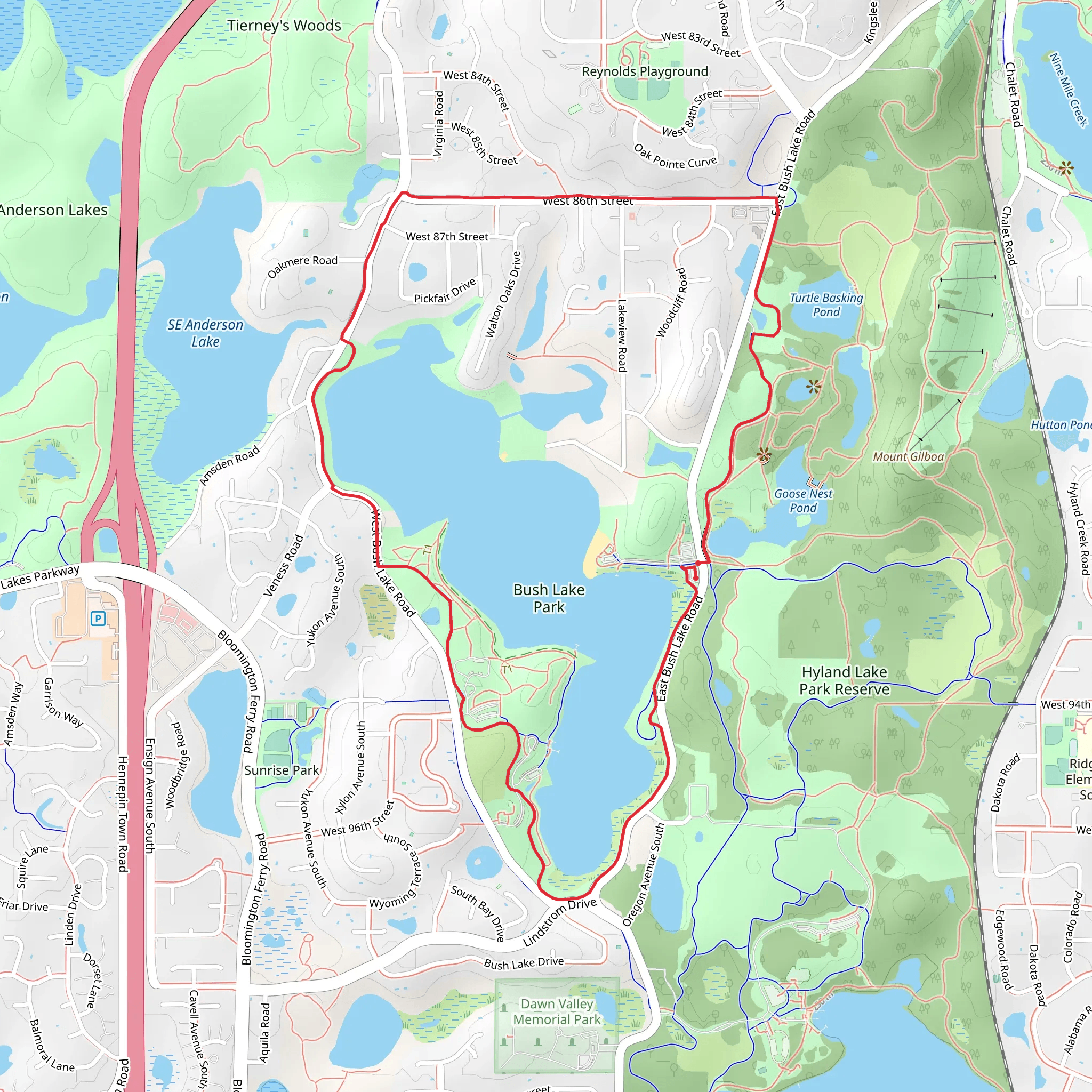 Bush Lake and Izaak Walton Beach Loop mobile static map