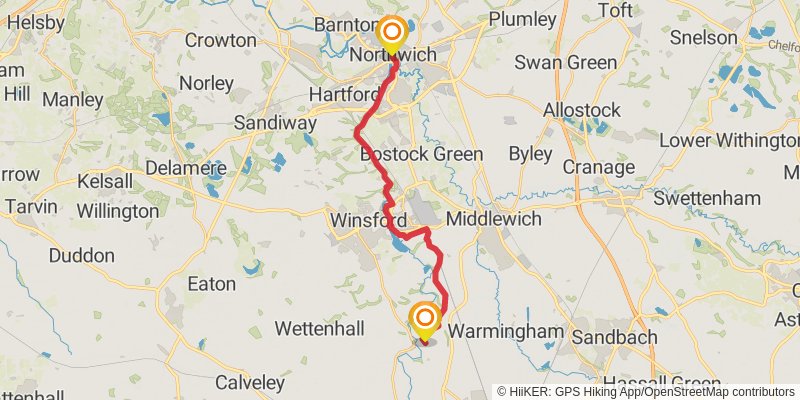 Weaver Way - Cheshire from Audlem Locks to Frodsham stage 2 Map