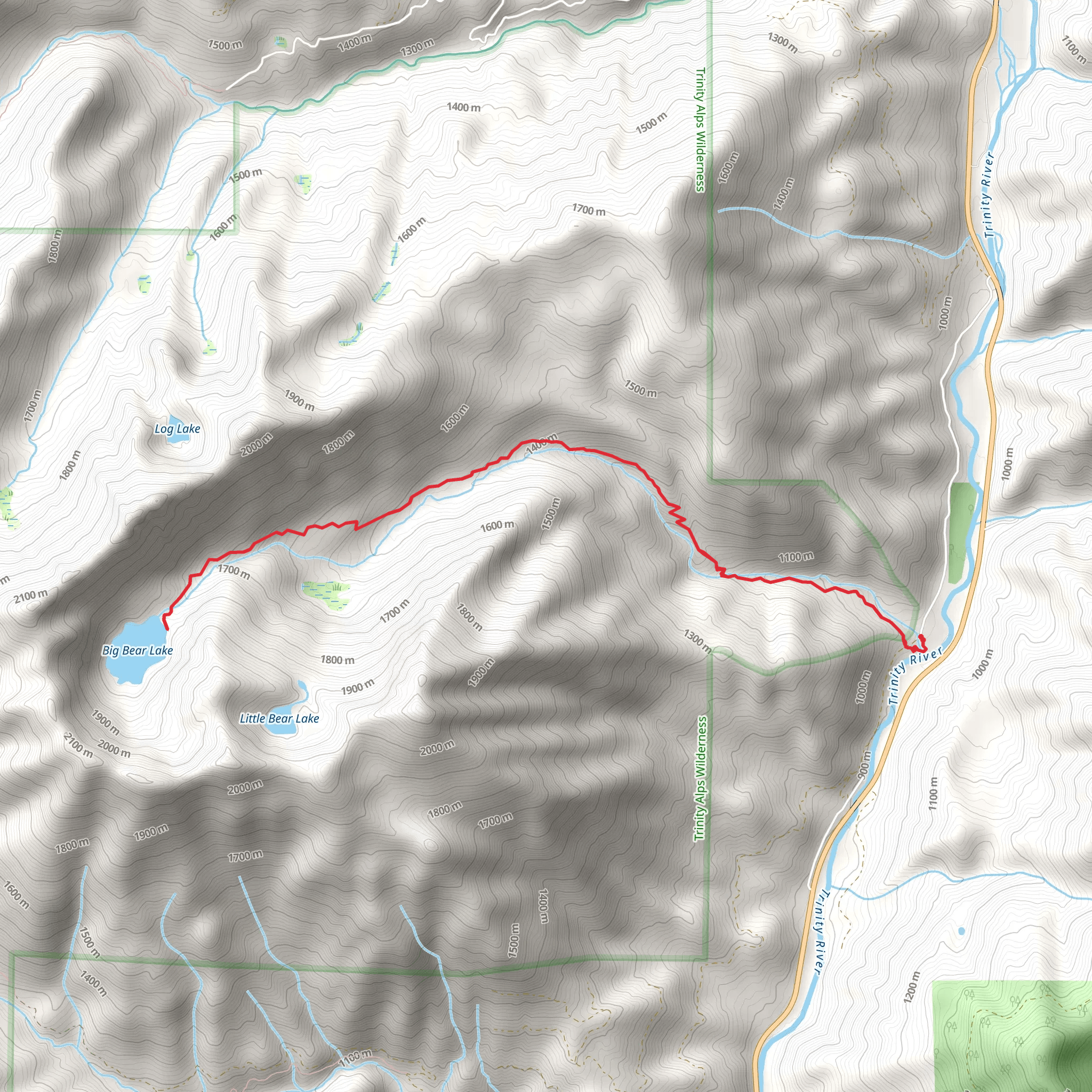 Big Bear Lake via Bear Lakes Trail Out and Back mobile static map