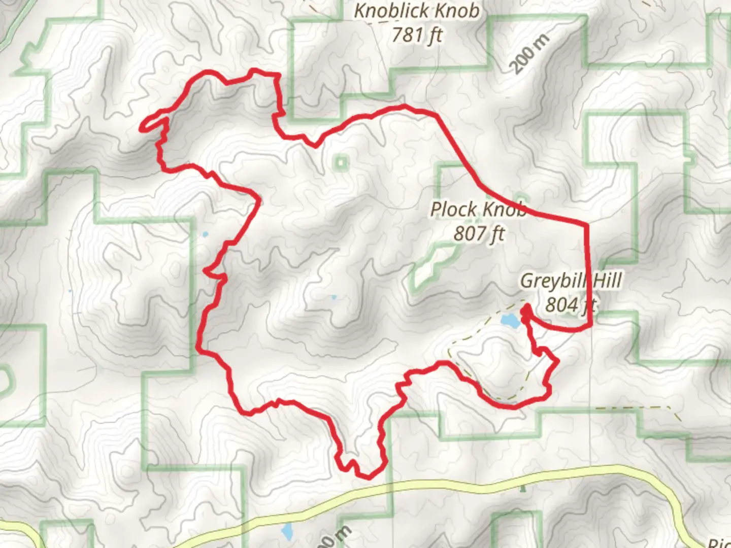 An image depicting the trail Greybill Hill Loop and its surrounding area.