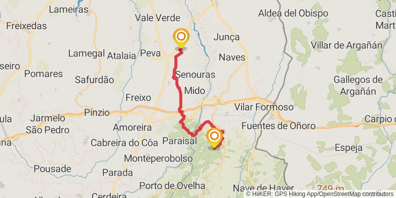 GR 22 - Historical Villages Of Portugal stage 6 Map