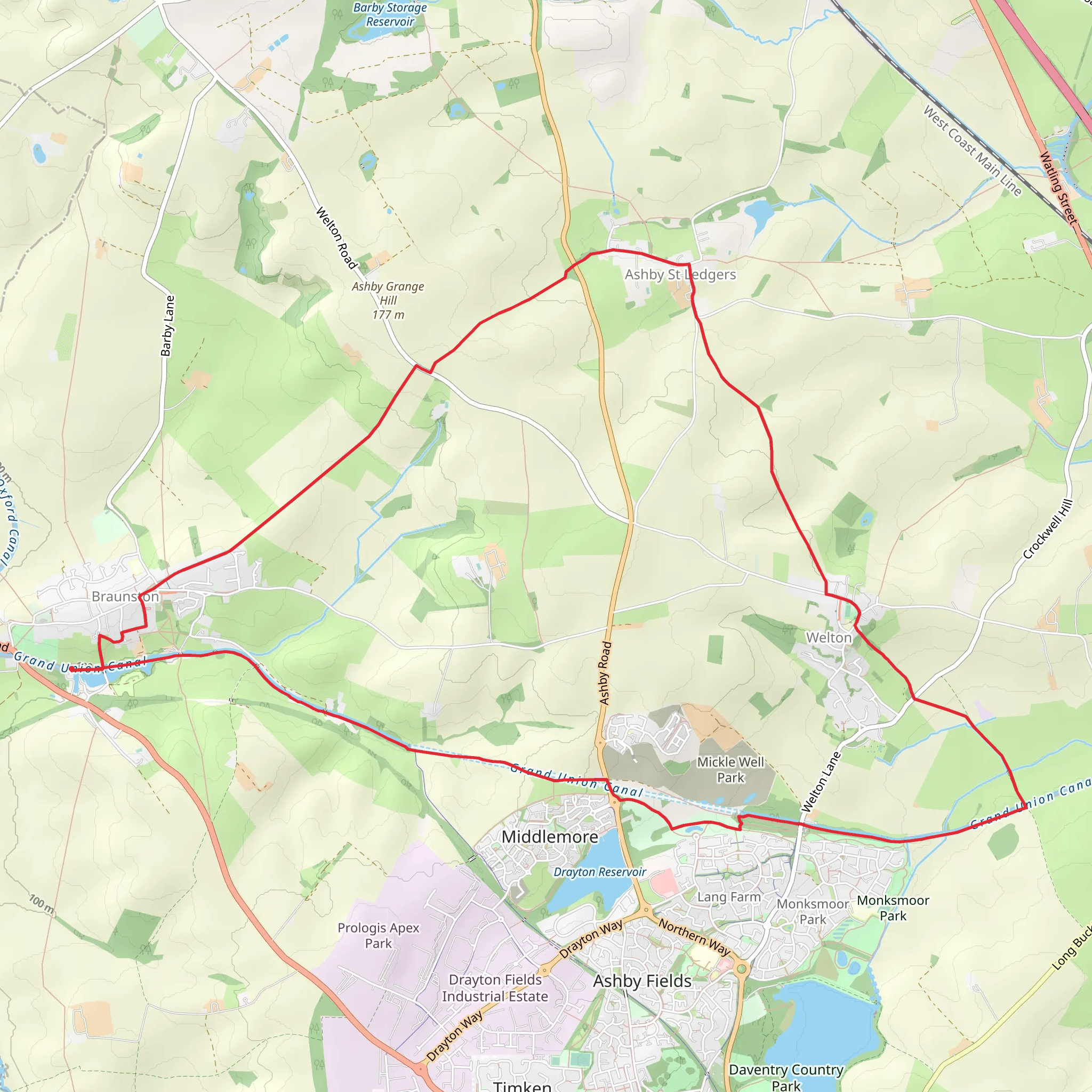 Braunston Country Park Loop mobile static map
