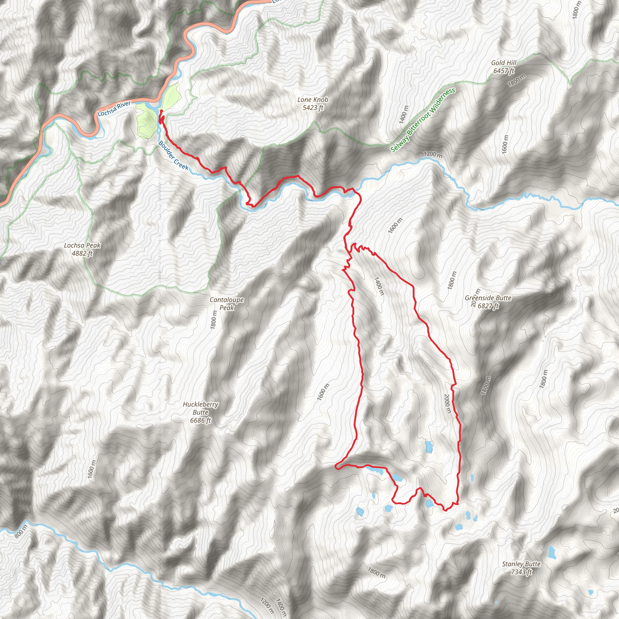 Boulder Creek Trail, Mud Lake and Lottie Lake Loop mobile static map