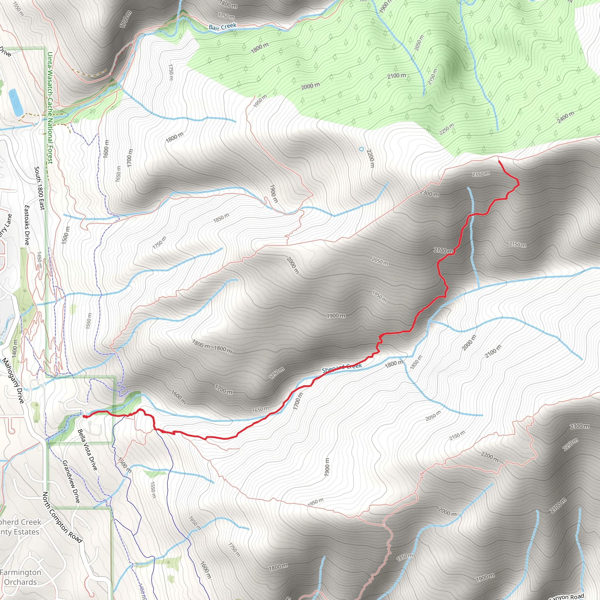 Shepard Creek Trail mobile static map