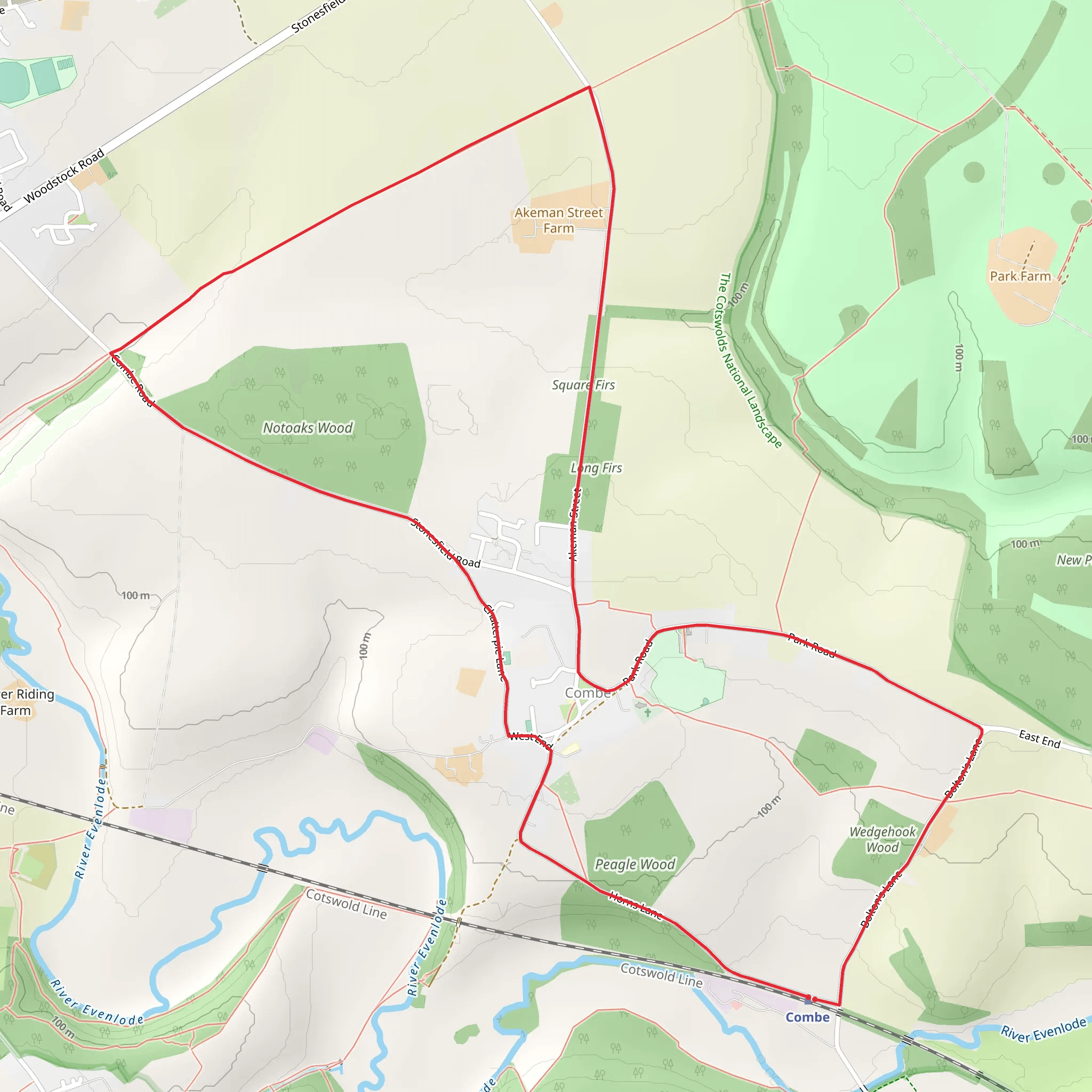 Combe Circular Wood mobile static map