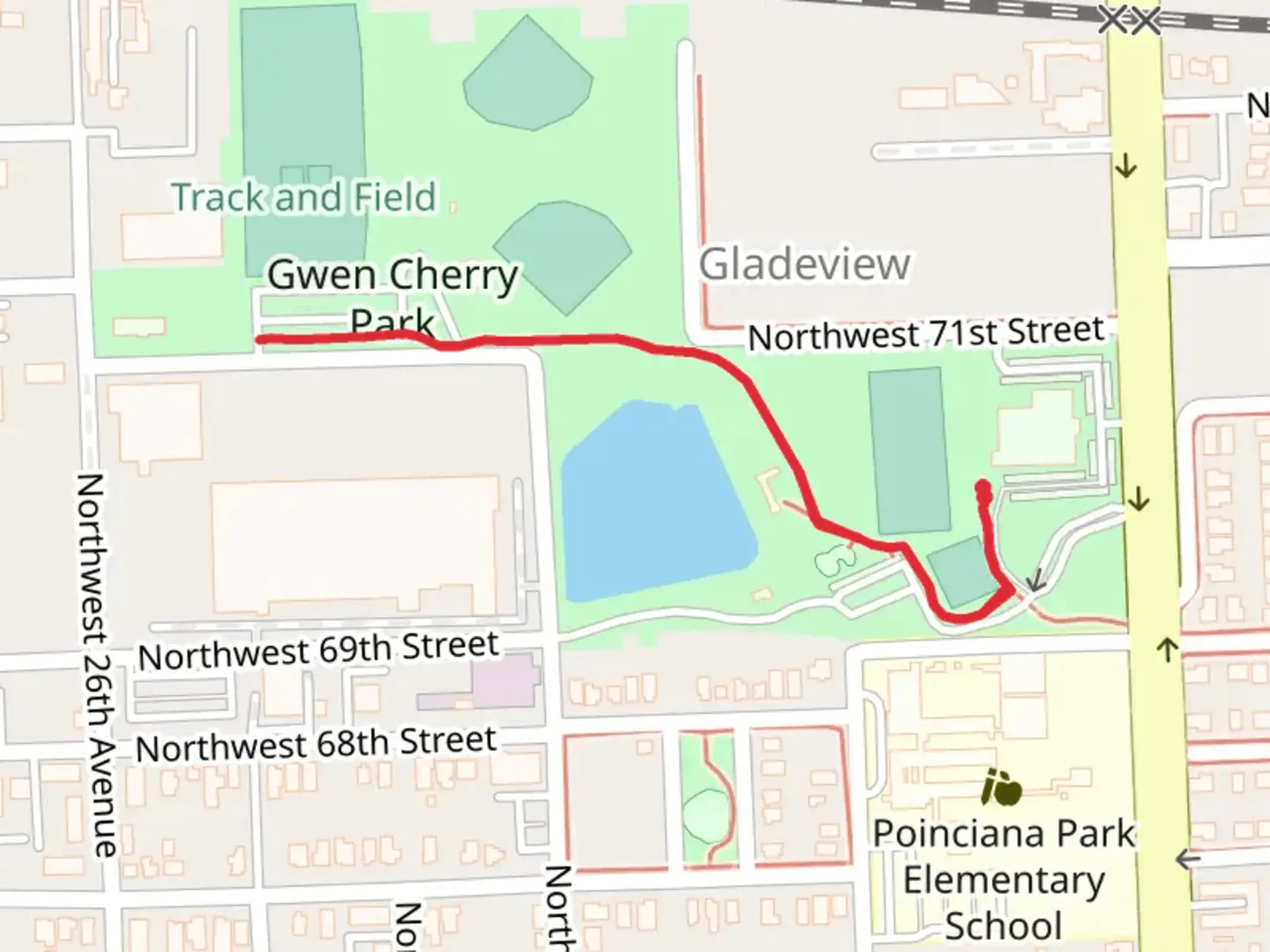 An image depicting the trail Gwen Cherry Park and its surrounding area.