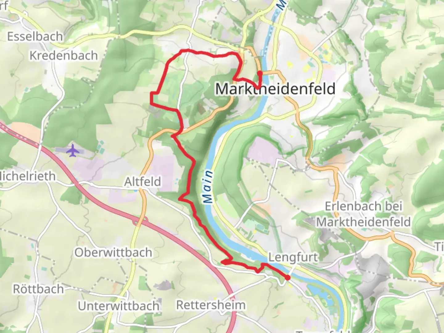 An image depicting the trail Triefenstein to Marktheidenfeld via Ortswanderweg Marktheidenfels 5 and its surrounding area.