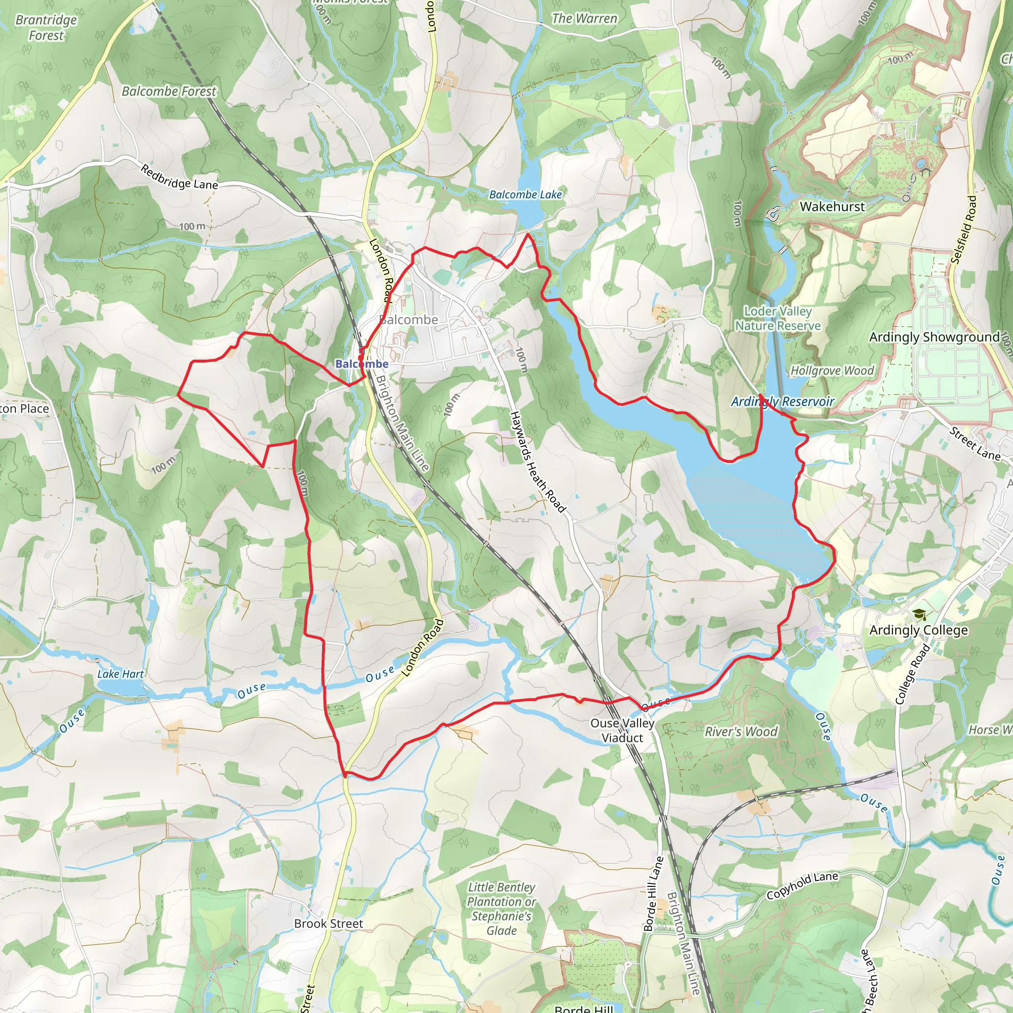 Balcombe and Ardingly Reservoir mobile static map