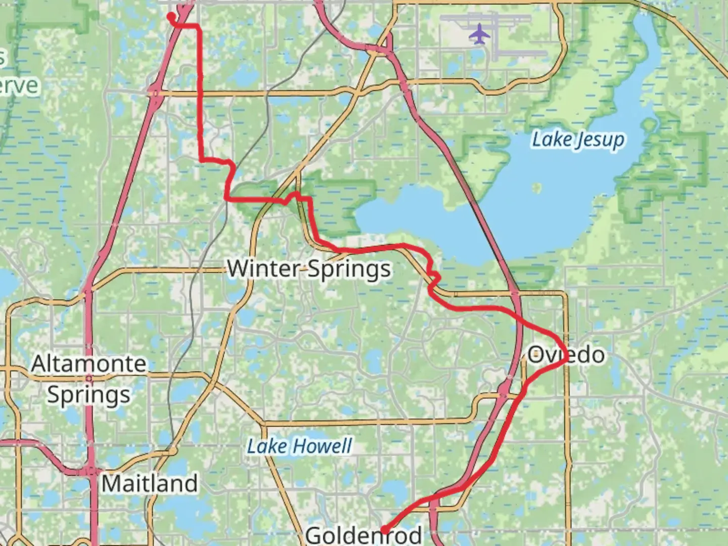 An image depicting the trail Cross Seminole Trail - Bahia Subdivision and its surrounding area.