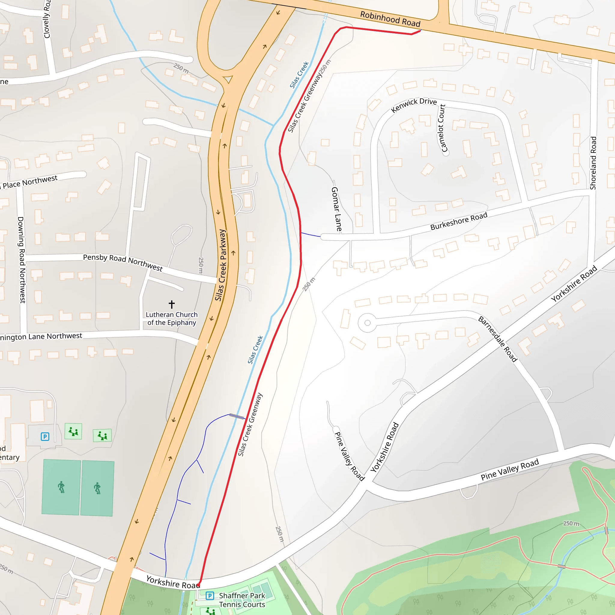 Silas Creek Greenway - Shaffner Park mobile static map