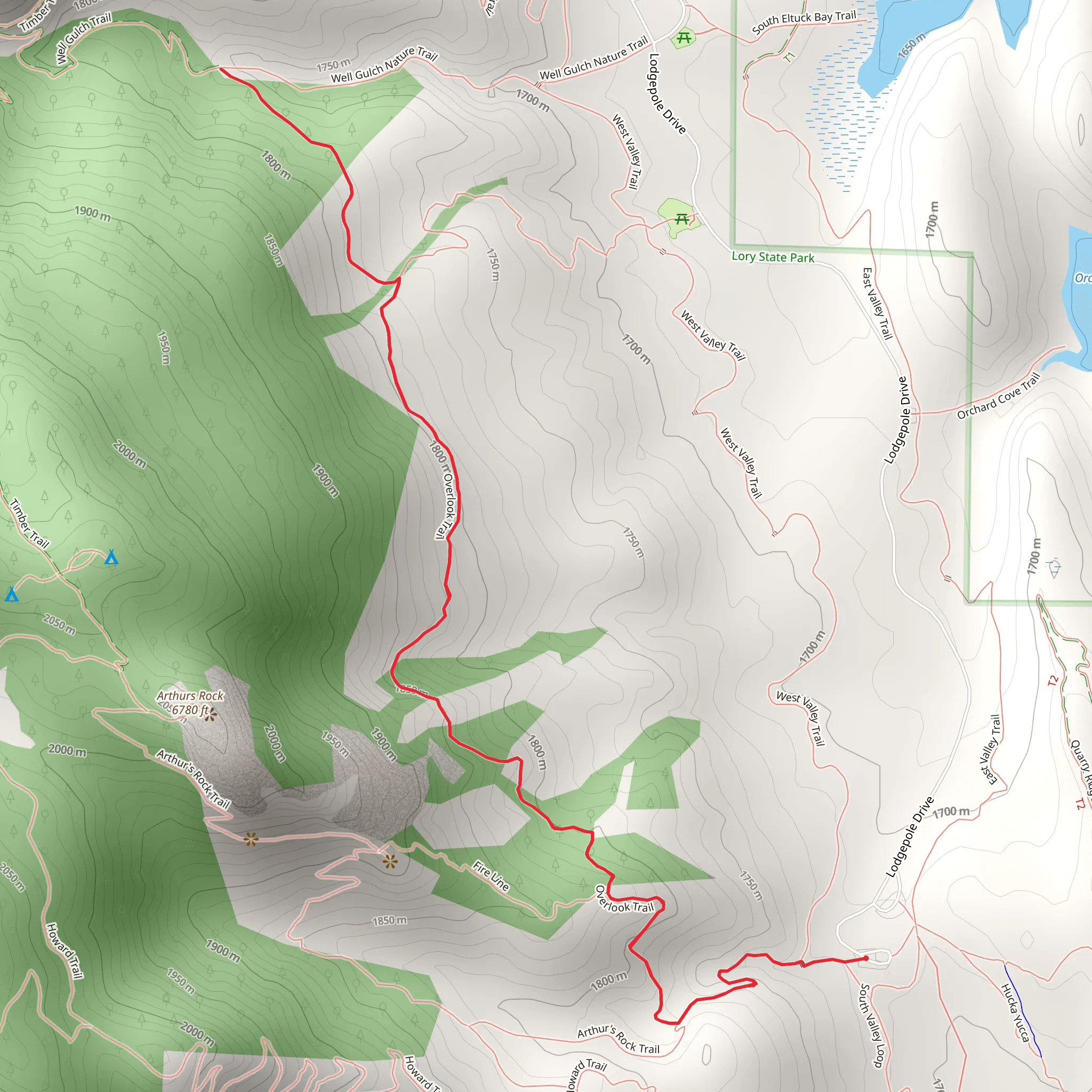 Well Gulch Nature and Arthur's Rock Trail mobile static map
