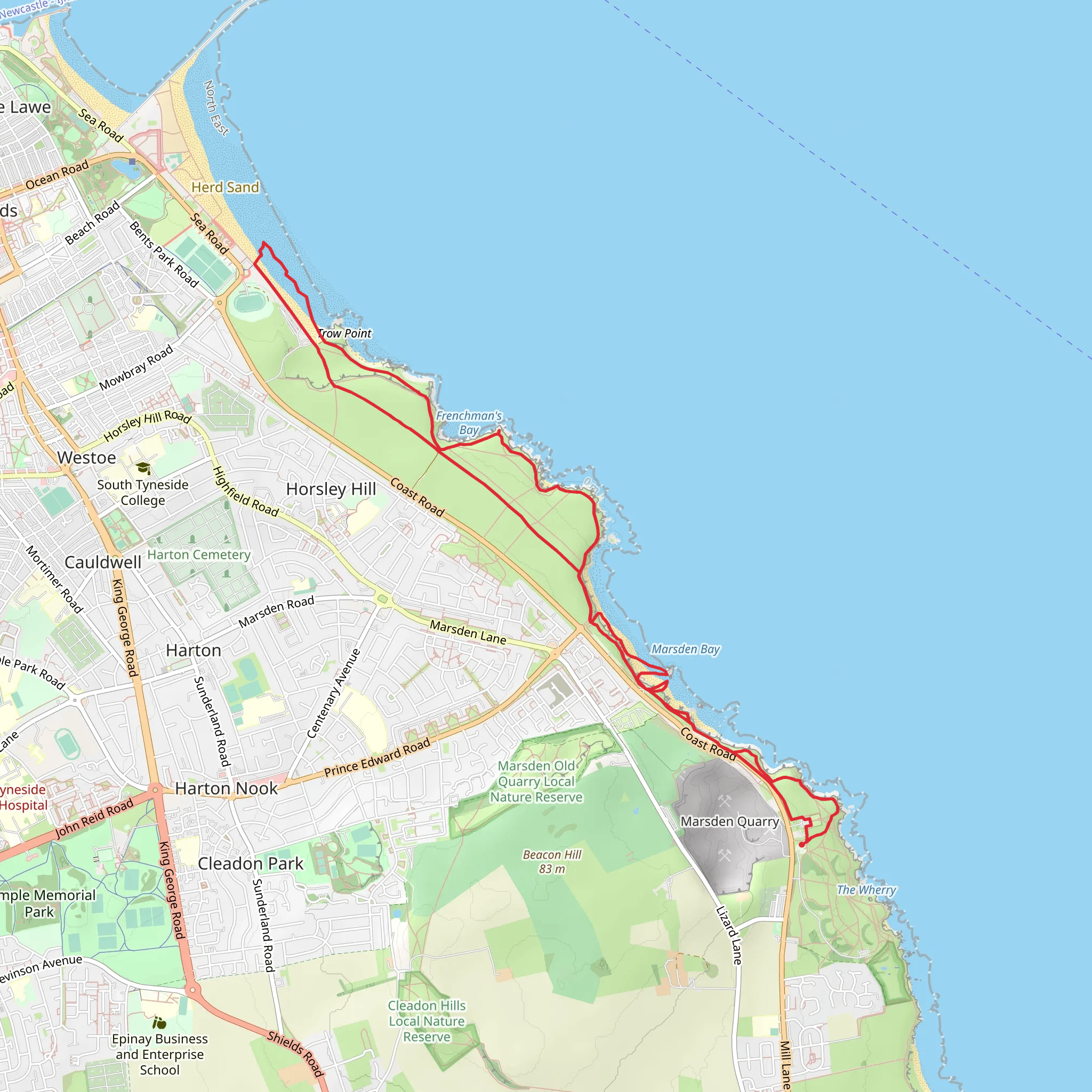 Lizard Point, Marsden Rock and Frenchman's Bay via England Coast Path mobile static map
