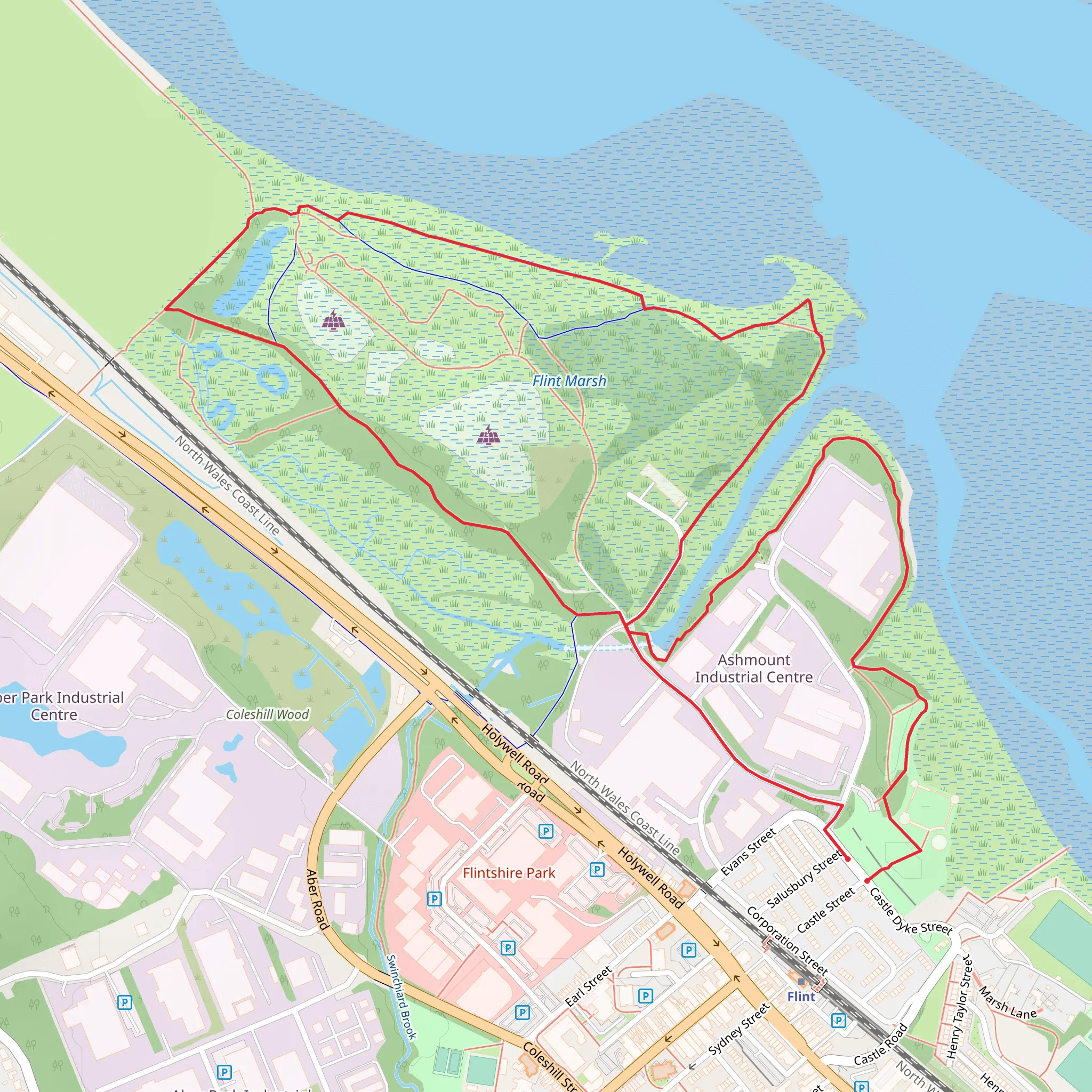 Flint Castle and the Dee Estuary mobile static map