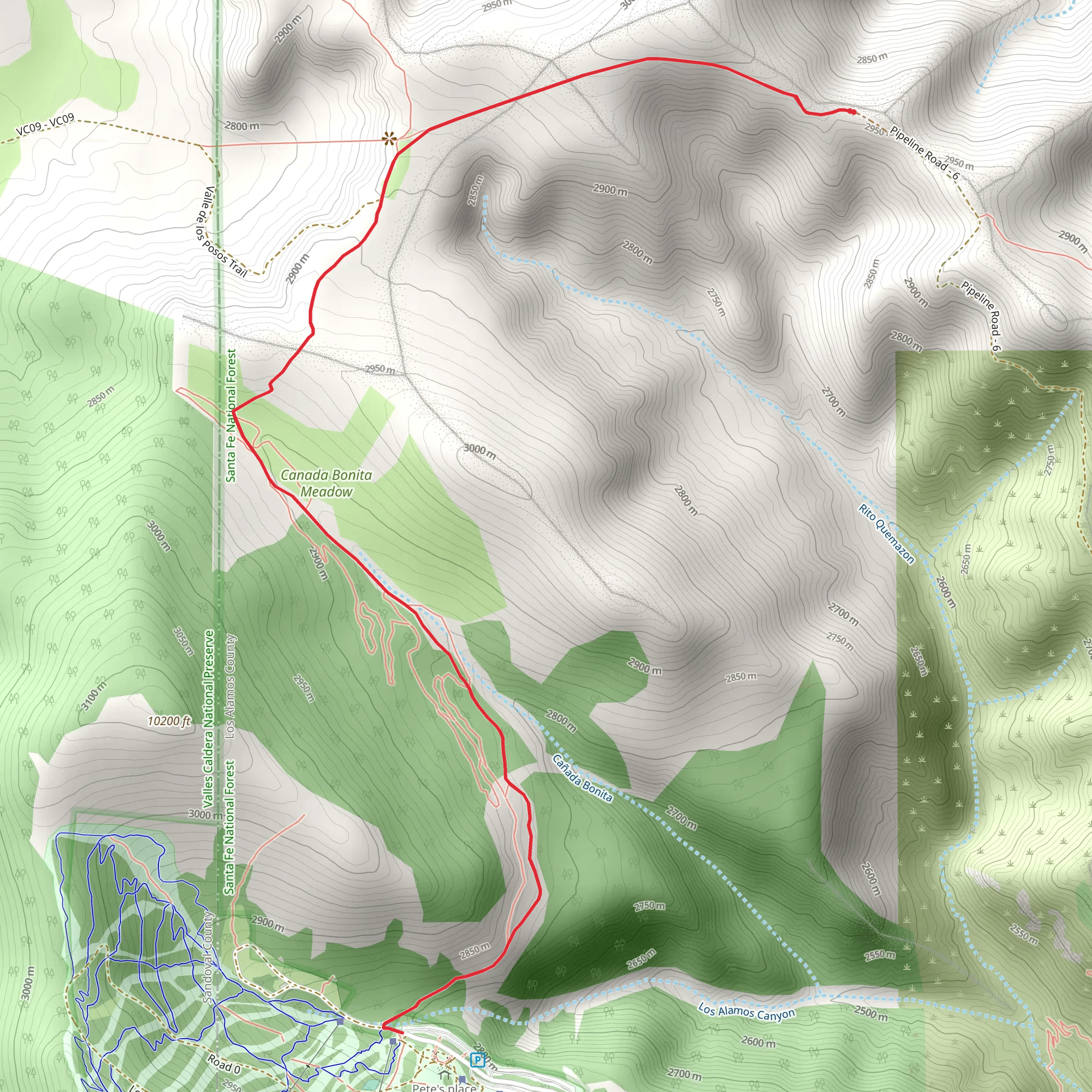 Guaje Canyon Trail mobile static map