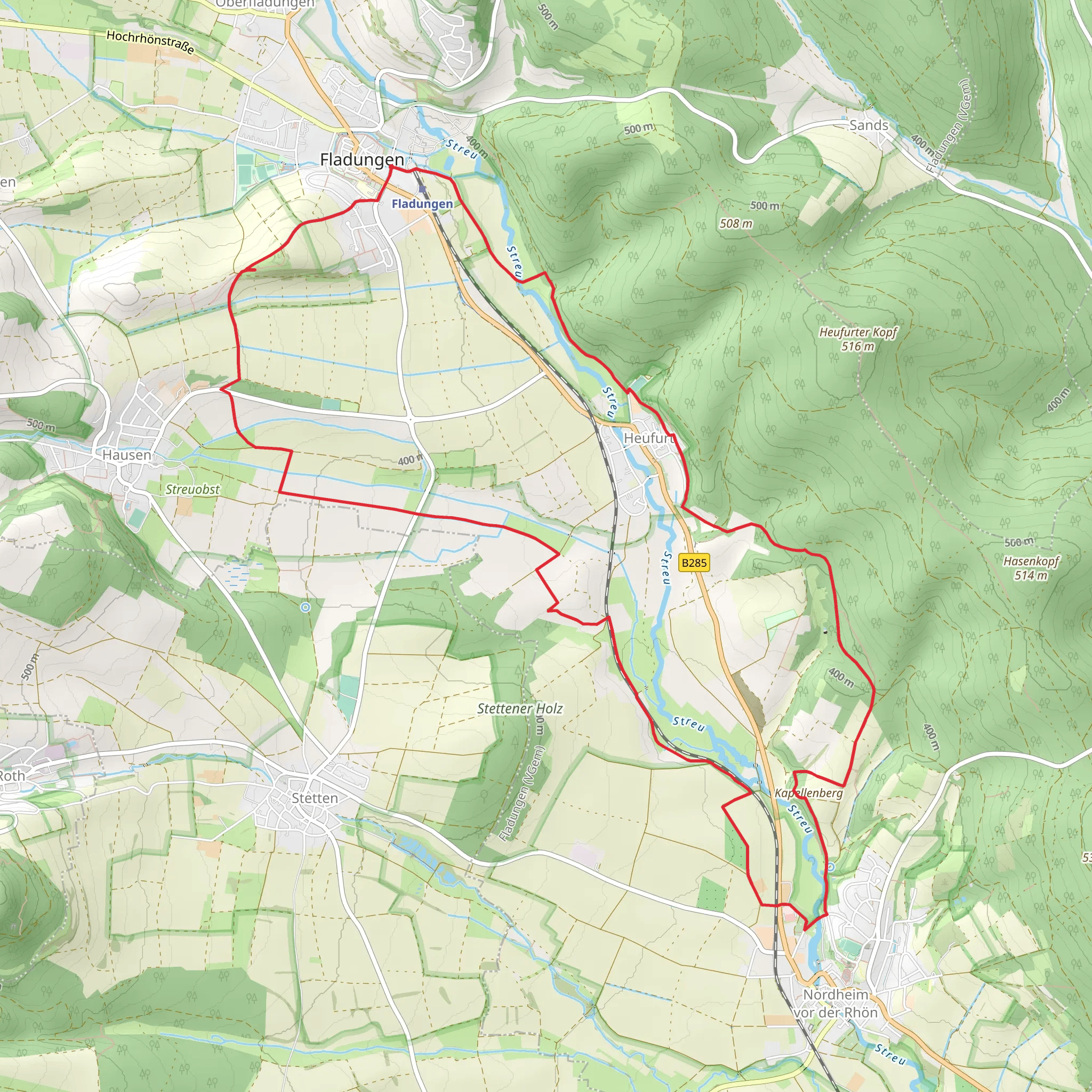 Fladungen to Nordheim vor der Rhon Loop mobile static map