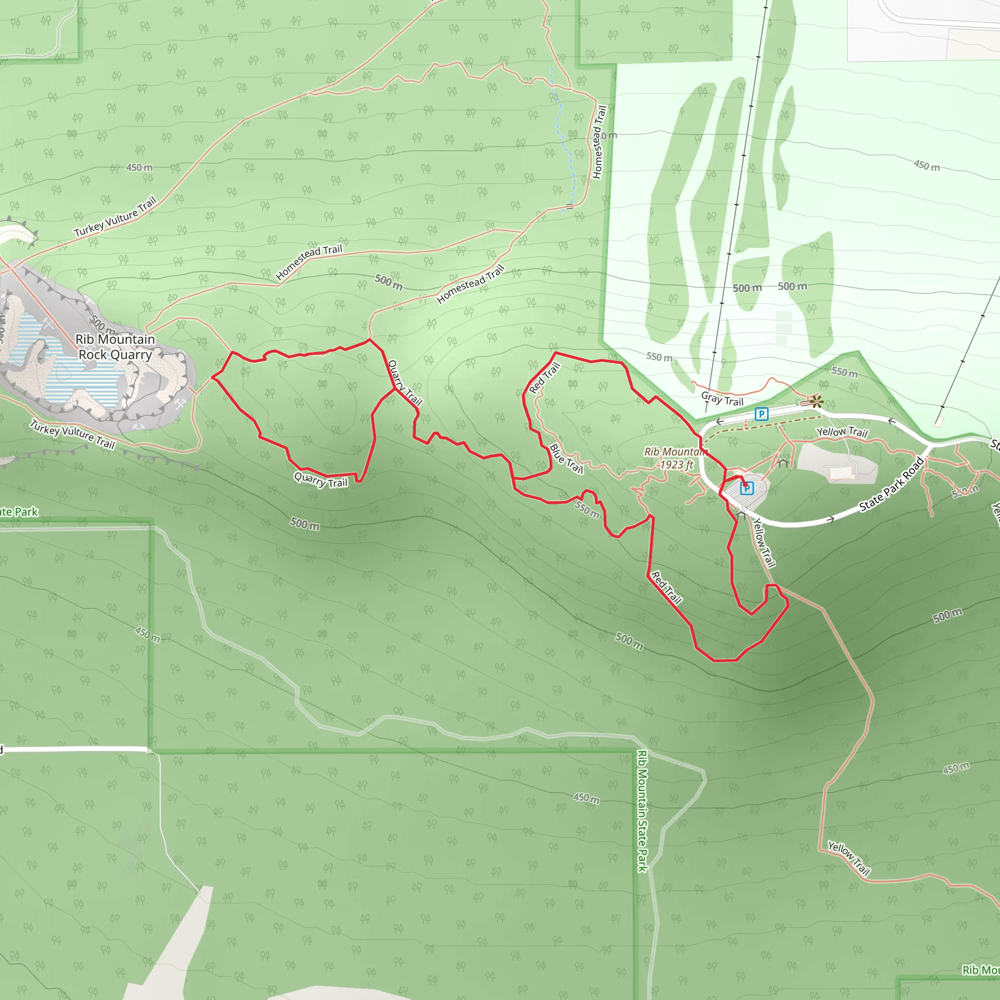 Red and Quarry Loop Trail mobile static map