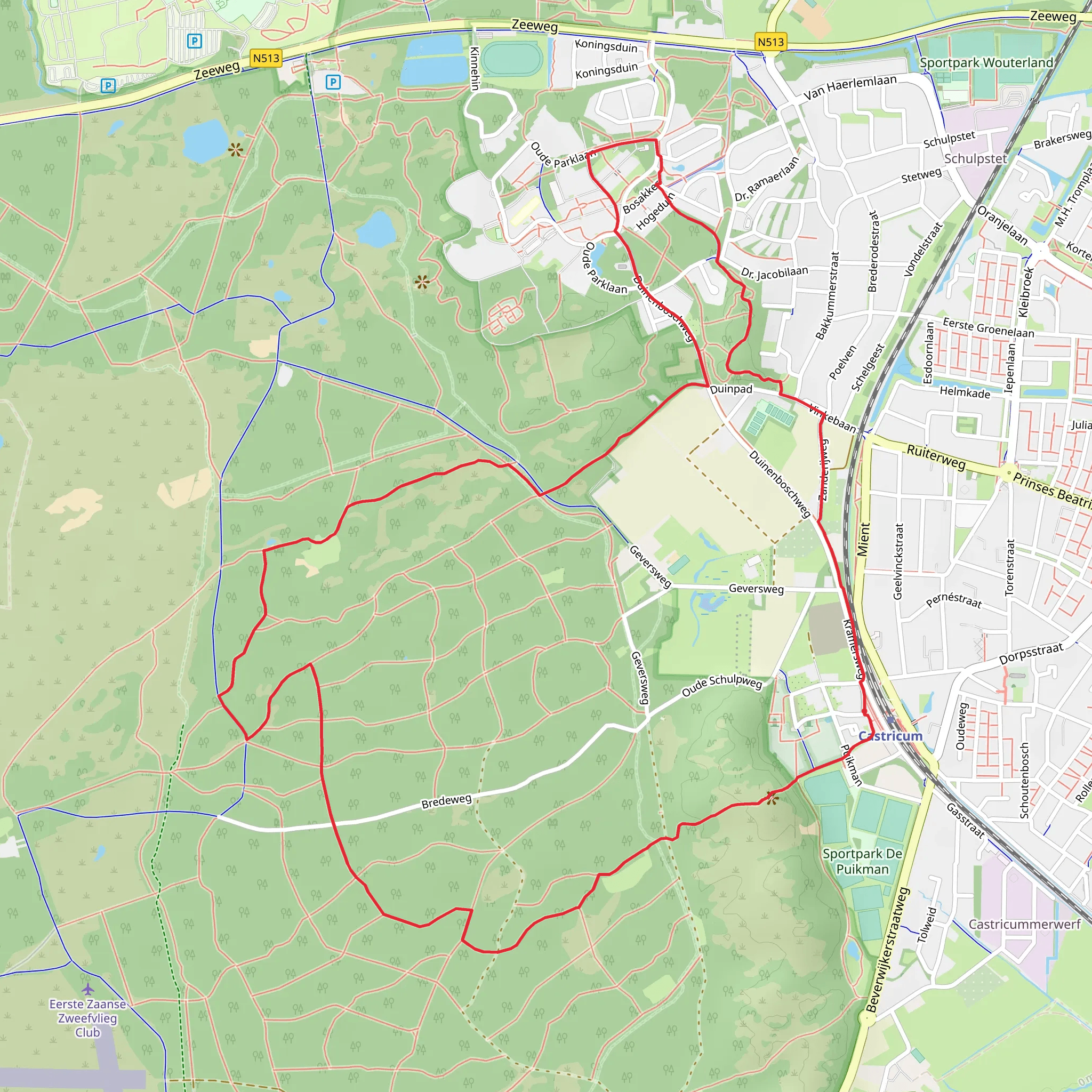 Russenbergen and Papenberg via Duinpad and Goudsbergen mobile static map