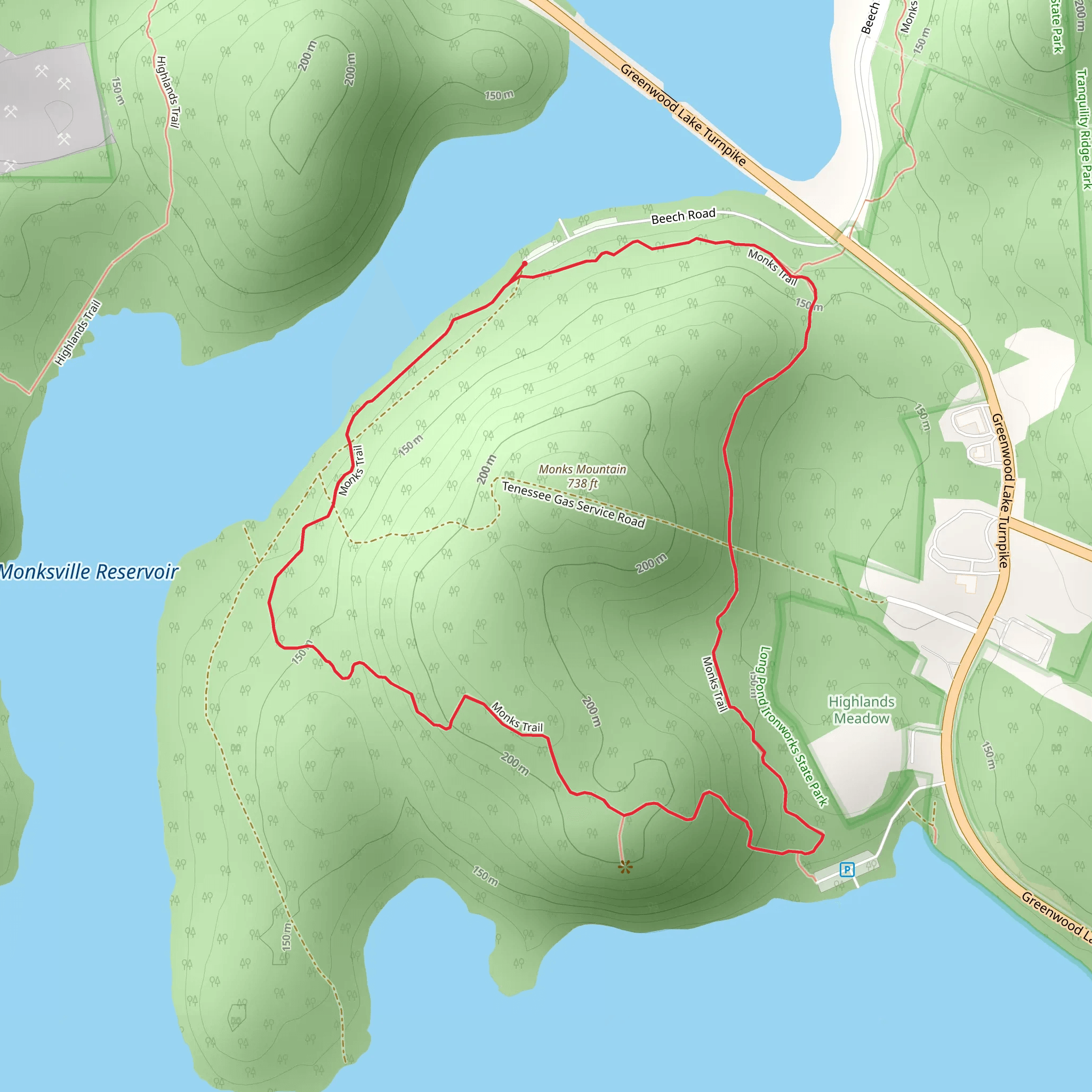 Monks Loop Trail mobile static map