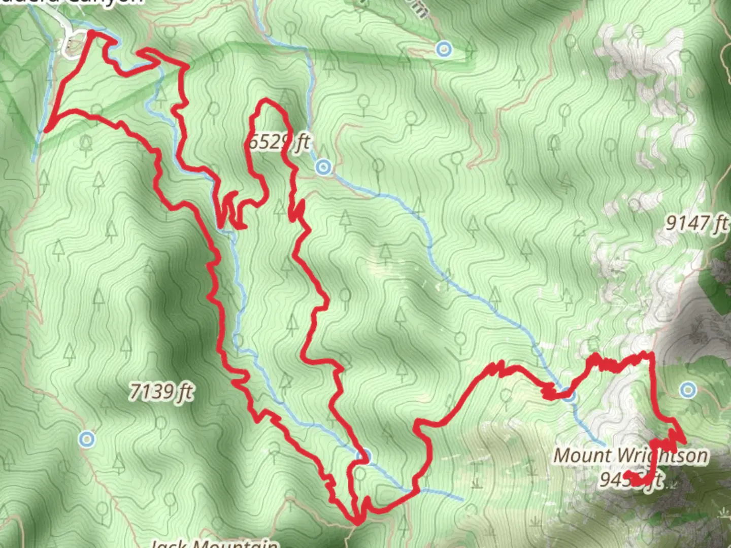 An image depicting the trail Mount Wrightson via Old Baldy Trail and Super Trail and its surrounding area.