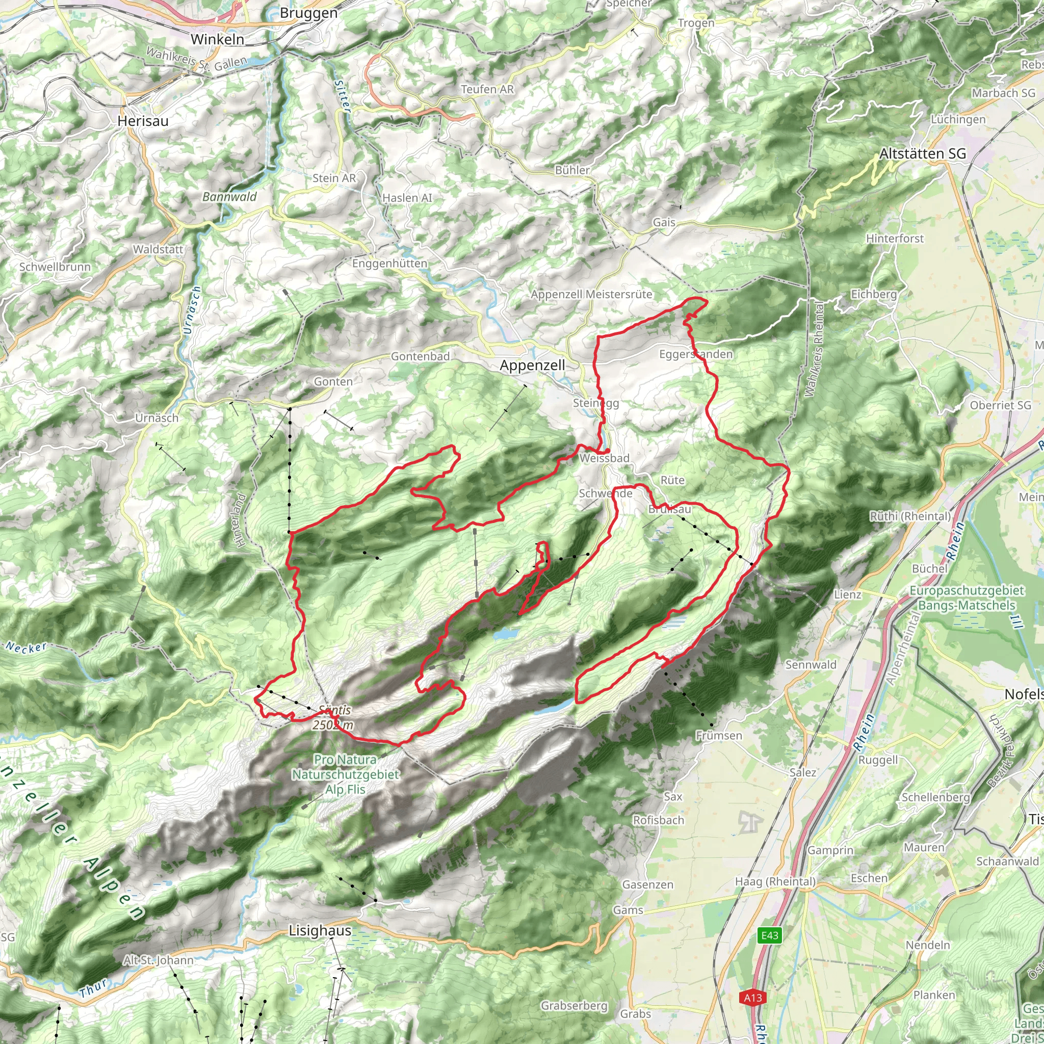 Die Königstour im Alpstein mobile static map