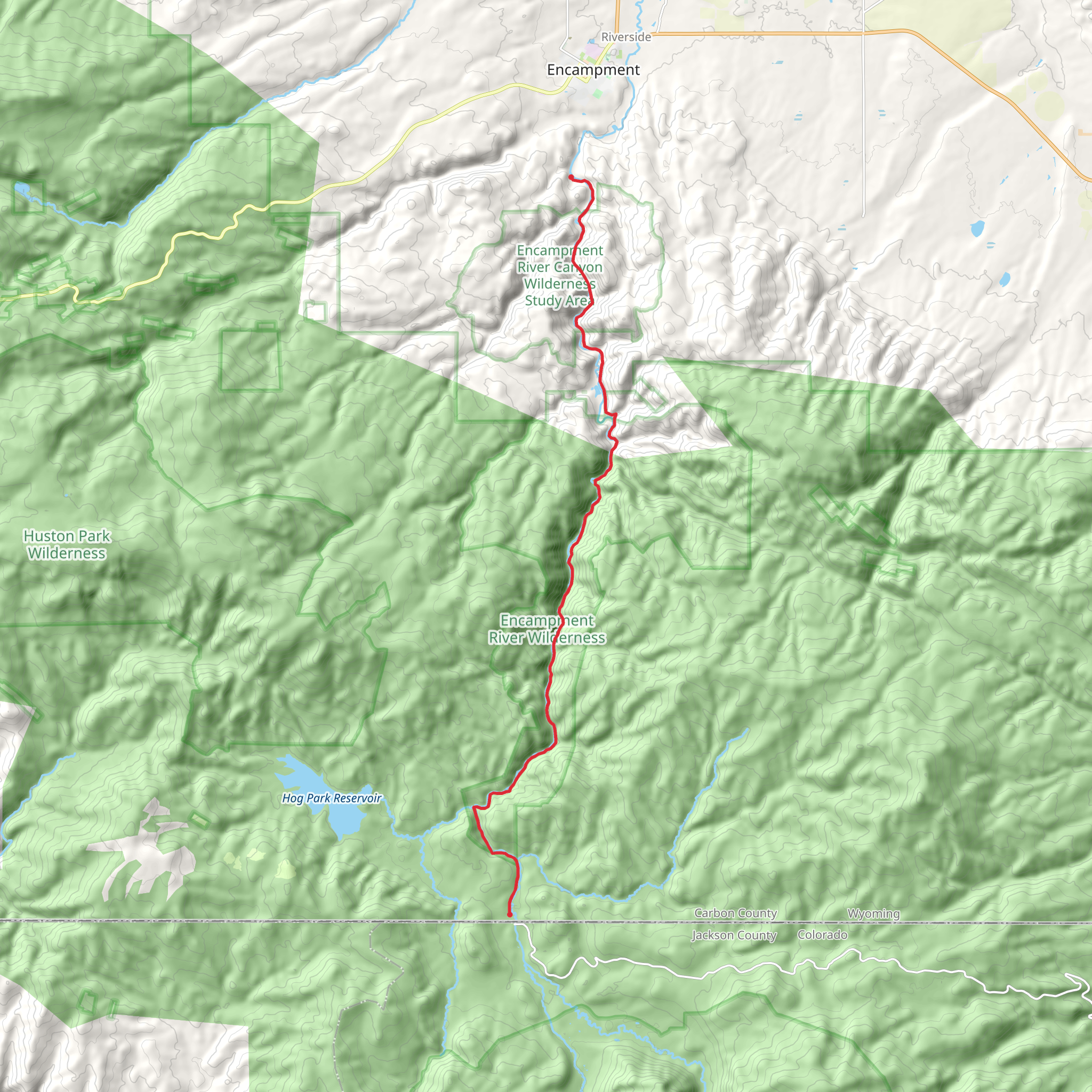 Encampment River Trail mobile static map