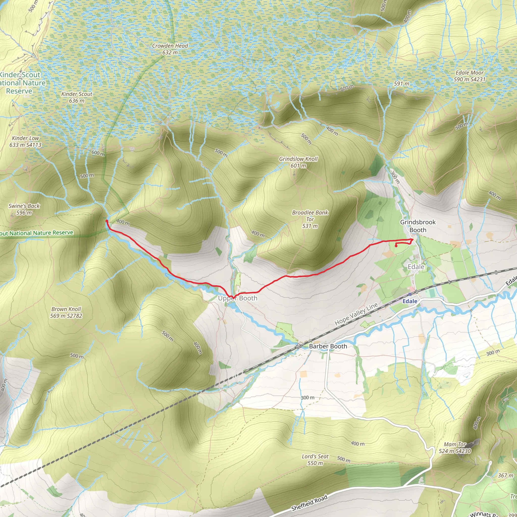 Edale to Jacob’s Ladder mobile static map