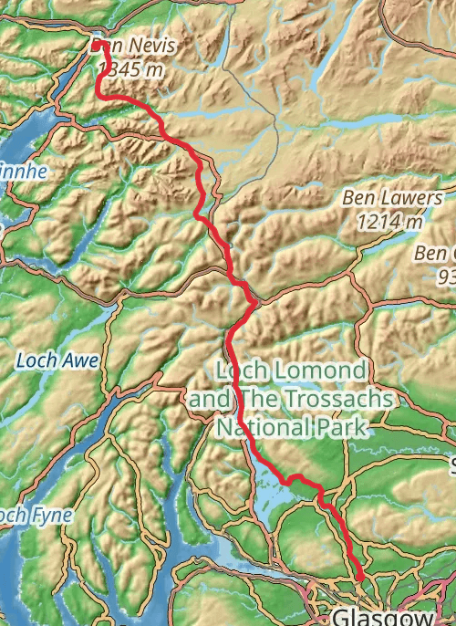 Hike on West Highland Way mobile static map
