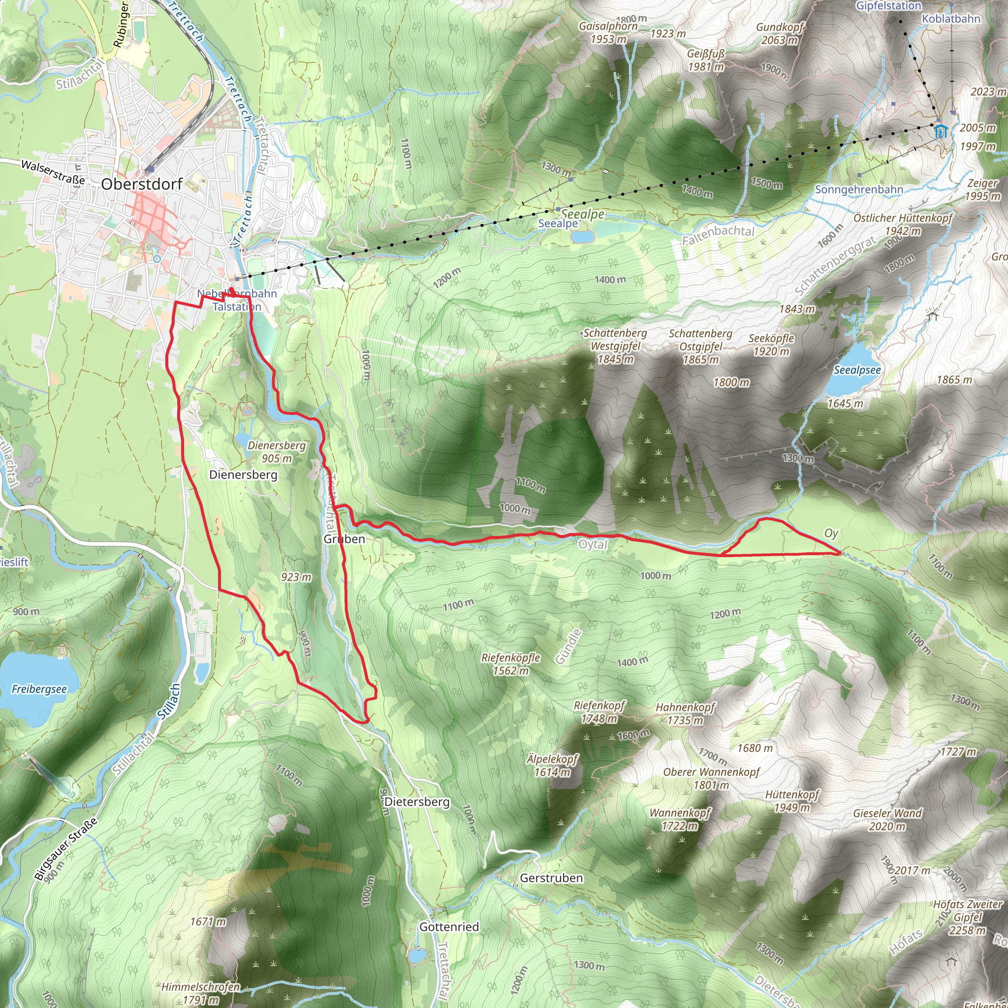 Trettach via Ein Wintertag im Trettachtal and Via Alpina Red mobile static map