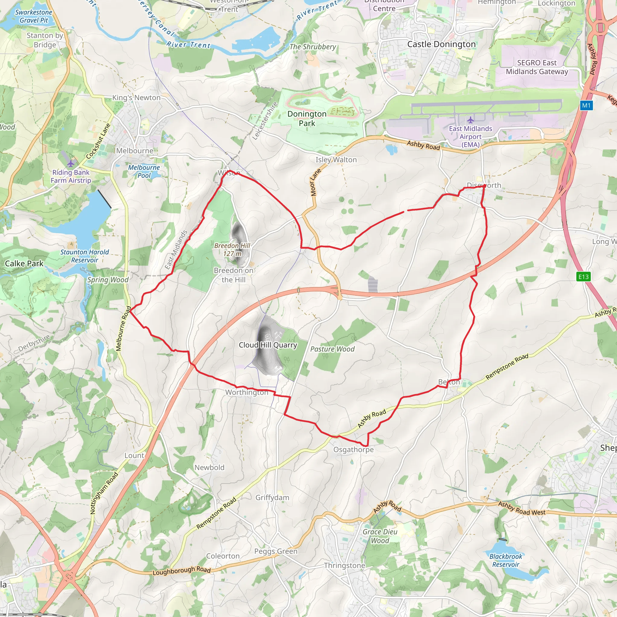 Belton - Osgathorpe - Worthington and Wilson from Diseworth mobile static map
