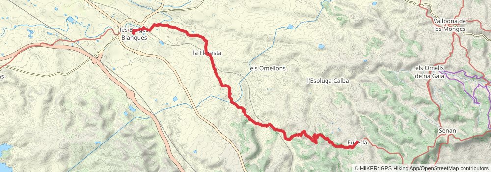 GR 3 Central Path of Catalonia stage 46 Map